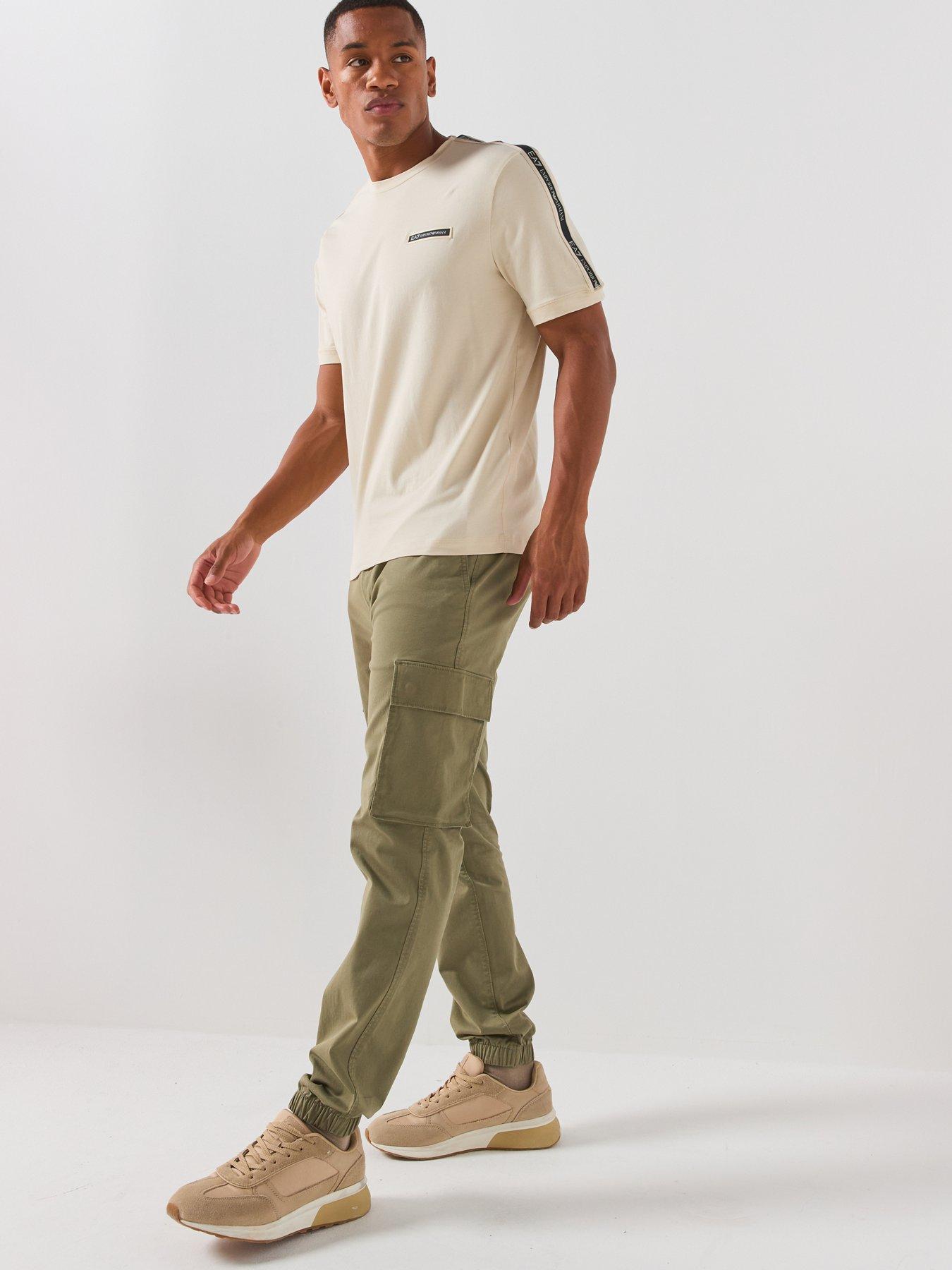 Image 3 of 6 of EA7 Emporio Armani Train Logo Taped T-Shirt - Light Beige