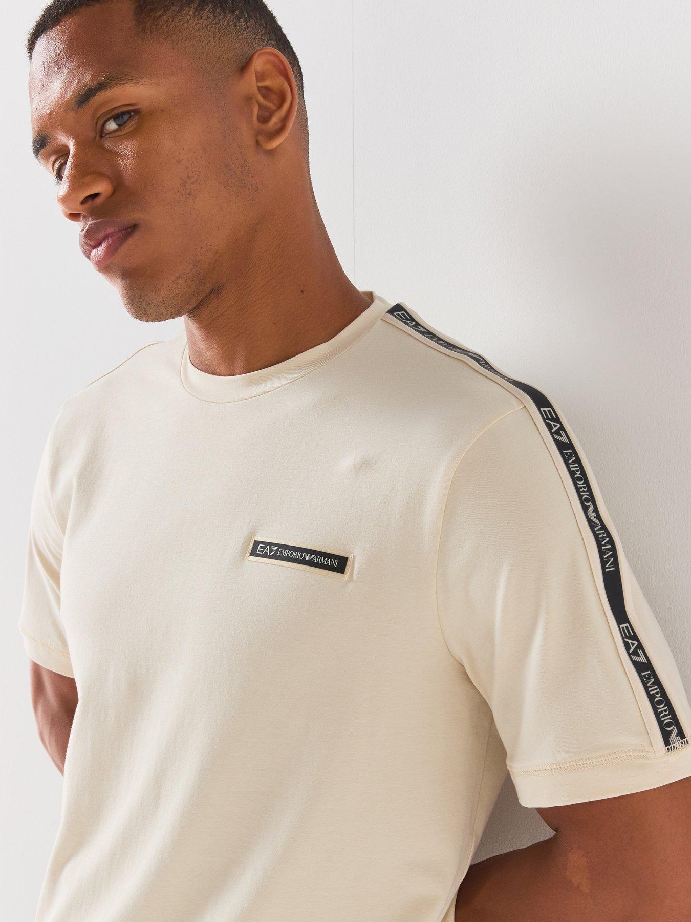 Image 5 of 6 of EA7 Emporio Armani Train Logo Taped T-Shirt - Light Beige