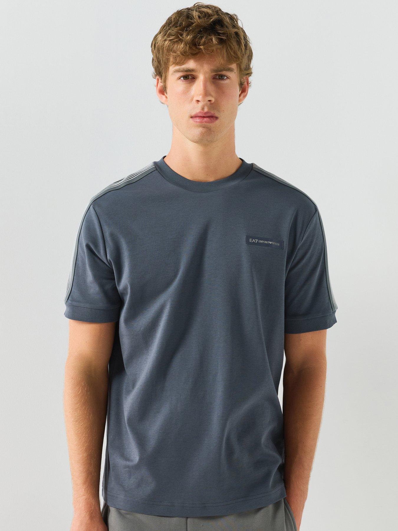 EA7 Emporio Armani T-shirt Logo Series Regular Fit Cotton Jersey - Light Blue