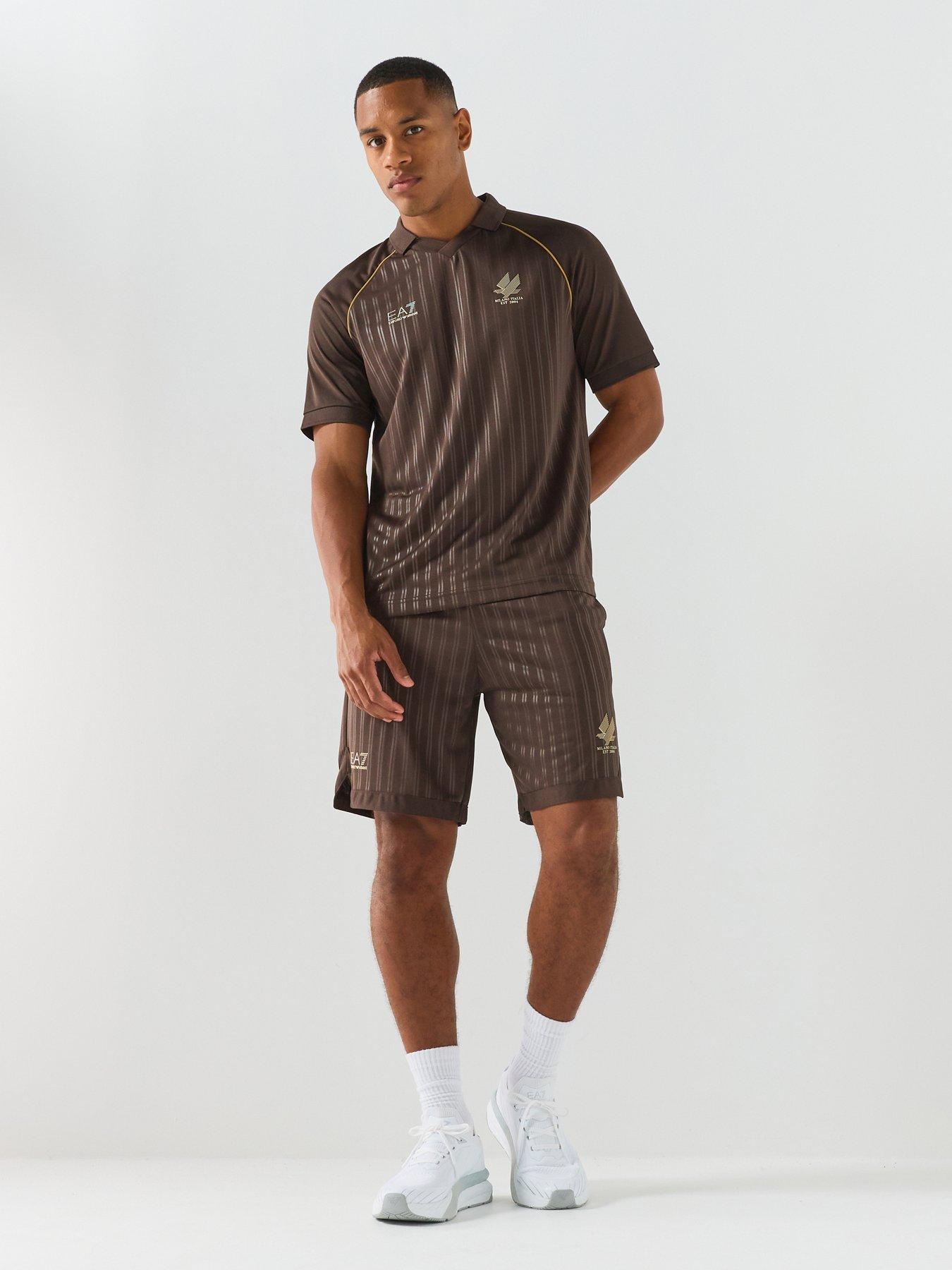 EA7 Emporio Armani Train Soccer Polo  &  Shorts Set - Brown