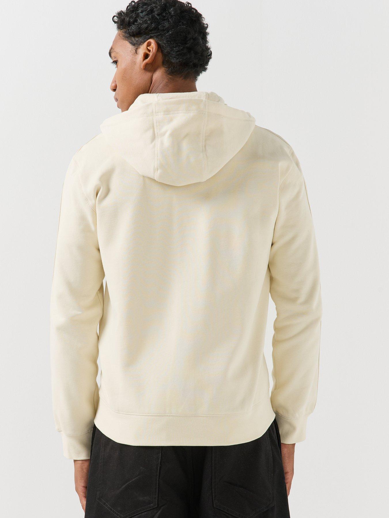 Image 2 of 6 of EA7 Emporio Armani Mens Logo Tape Two-Way Zip Hoodie - Light Beige