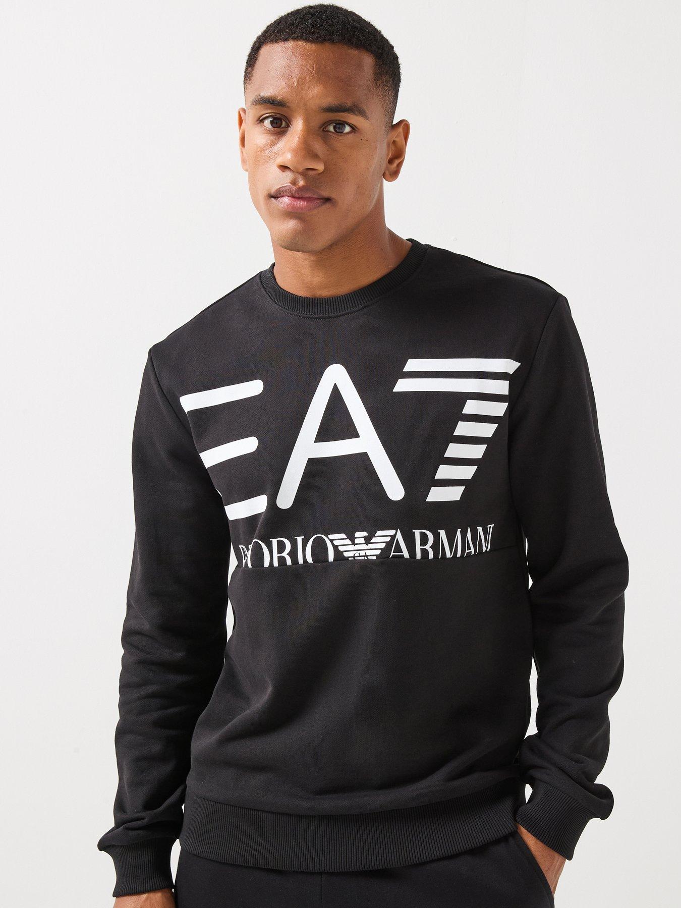 EA7 Emporio Armani Oversized Logo Crew Neck Sweatshirt - Black