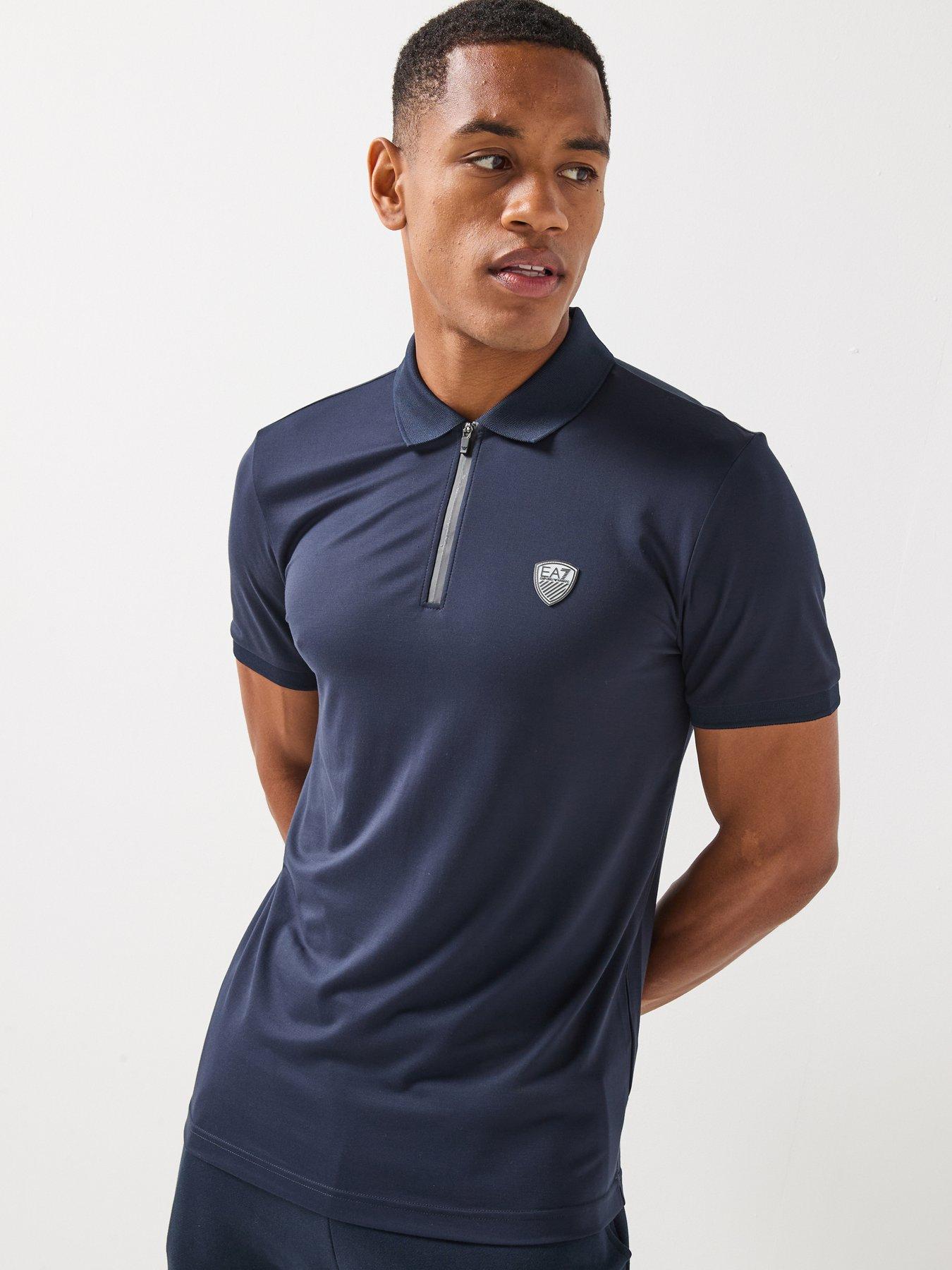 EA7 Emporio Armani Ea7 Emporio Armani Premium Shield Zip Neck Polo Shirt