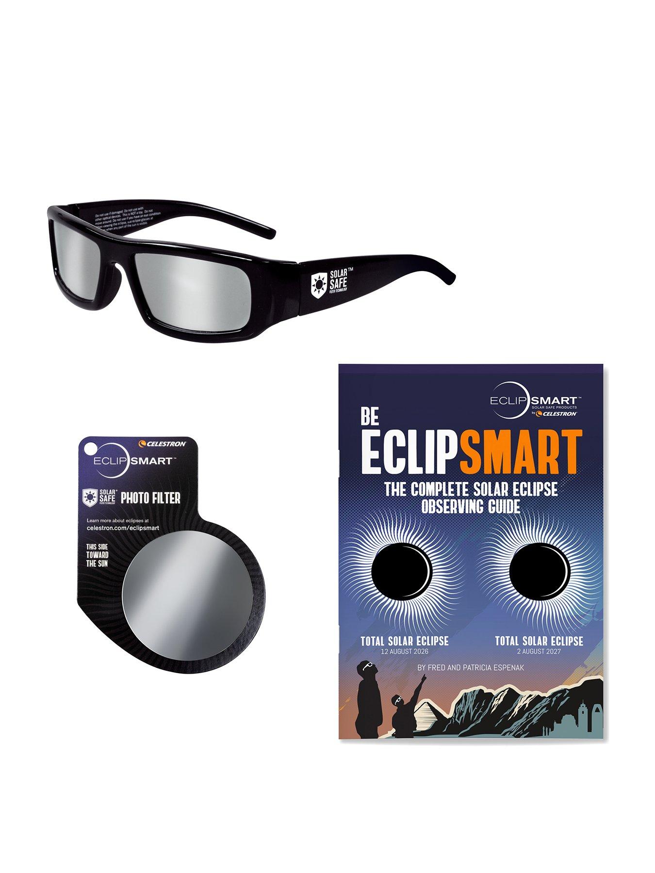 Celestron EclipSmart Solar Eclipse Observing & Imaging Kit - (1) plastic frame glasses, (1) photo filter and (1) guidebook