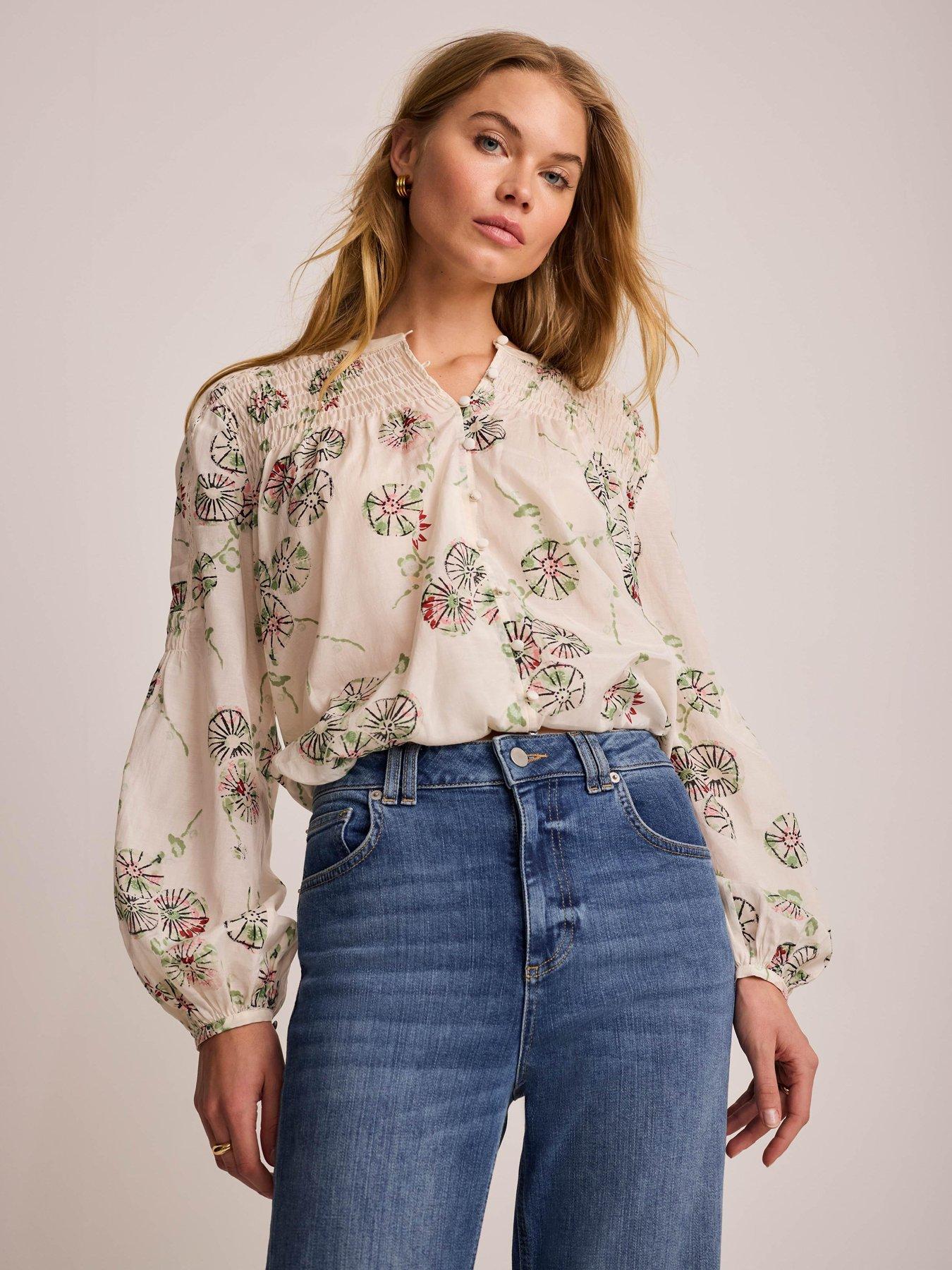 Mint Velvet Floral Print Blouse - Cream
