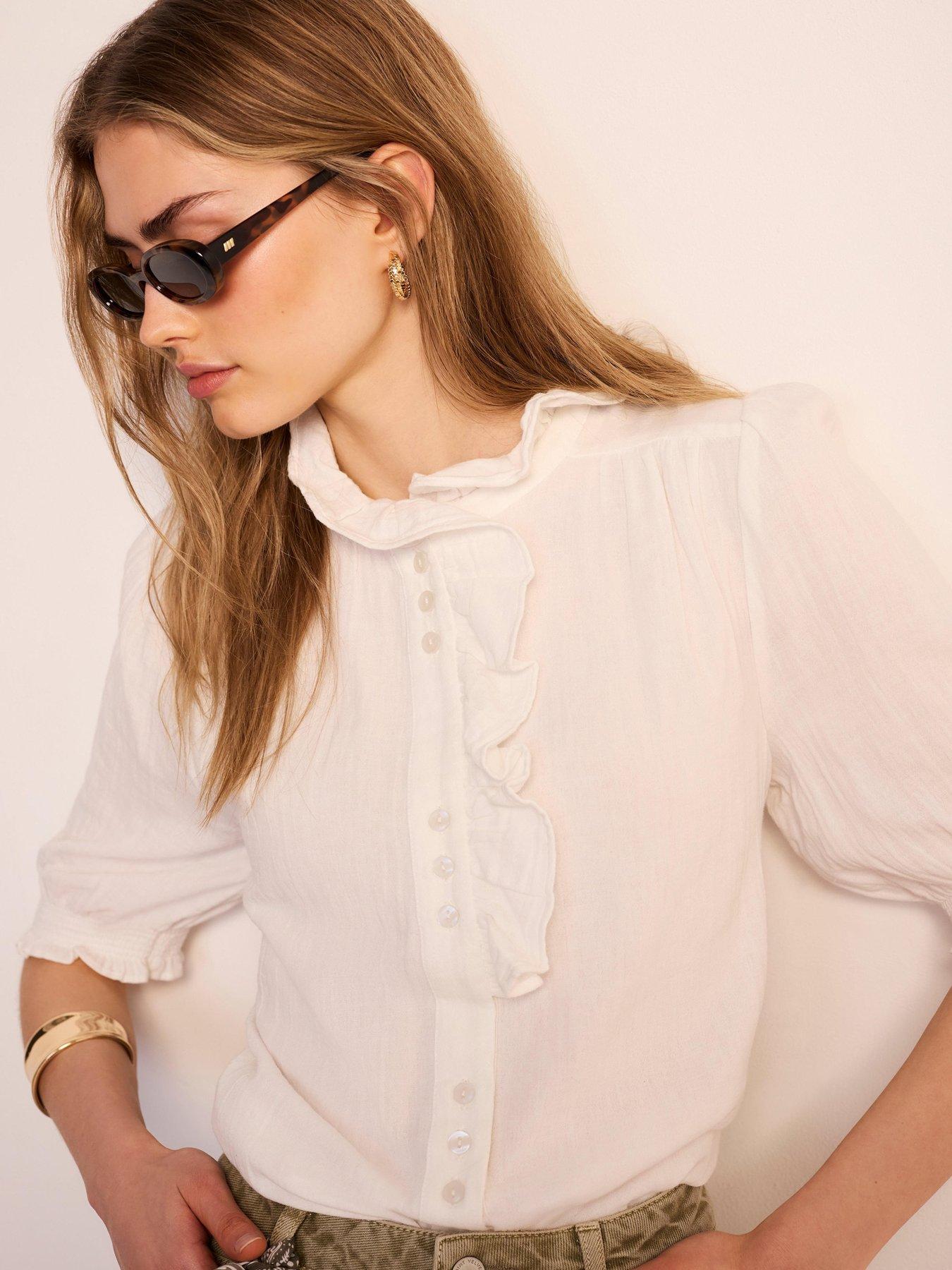 Mint Velvet Ivory Gauze Blouse - White