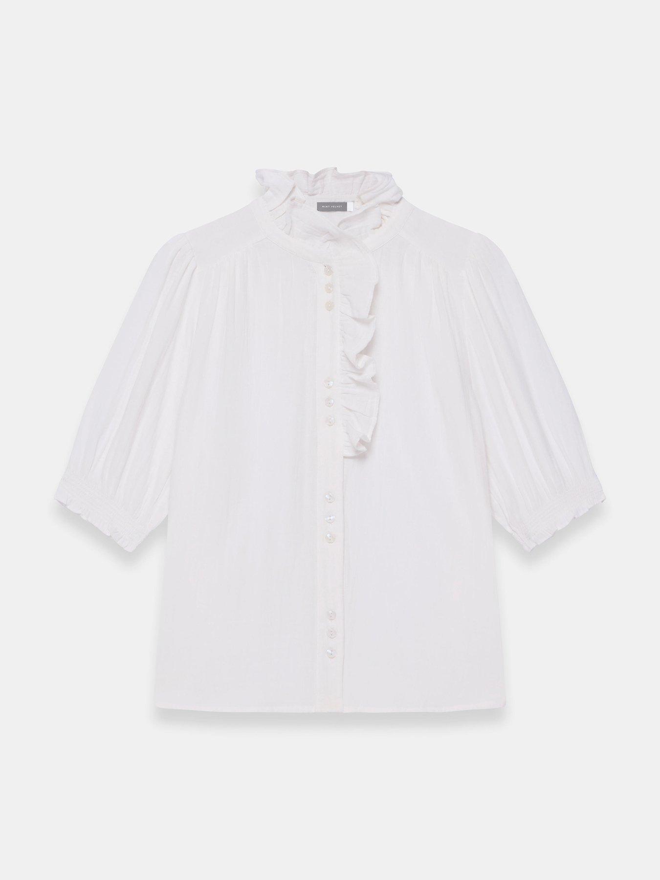 Image 5 of 6 of Mint Velvet Ivory Gauze Blouse - White