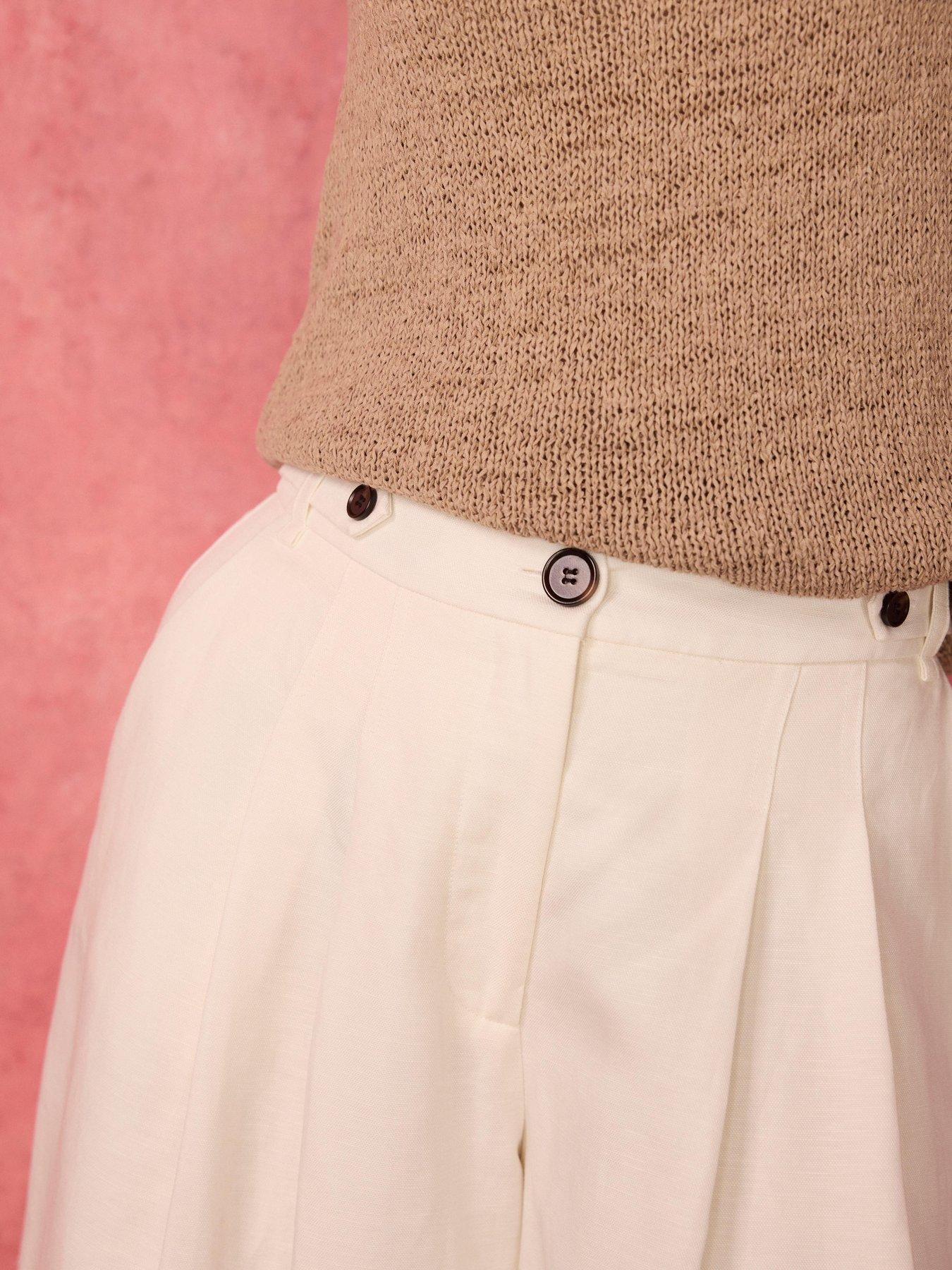 Image 4 of 6 of Mint Velvet Linen Crop Trousers - Ivory