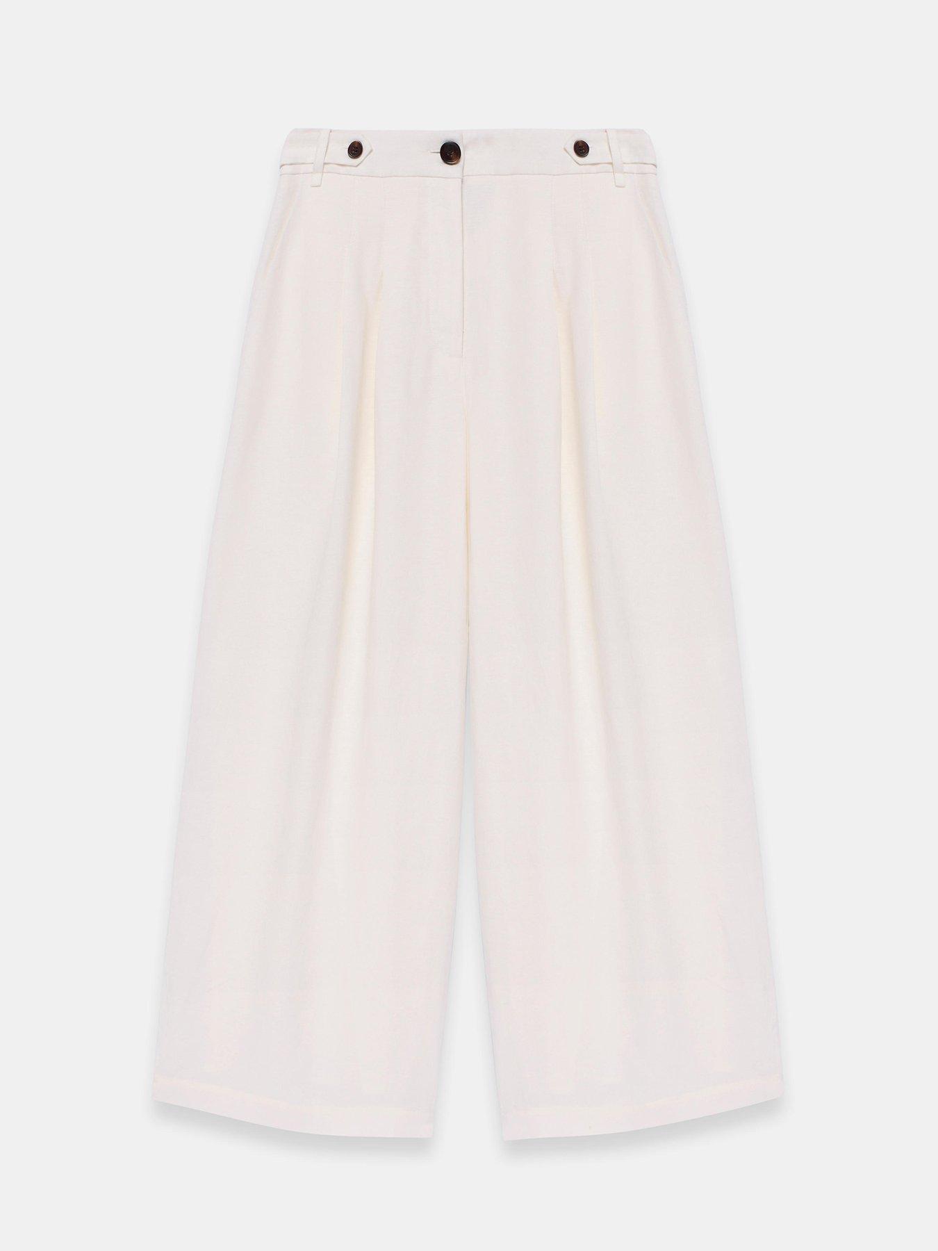 Image 5 of 6 of Mint Velvet Linen Crop Trousers - Ivory