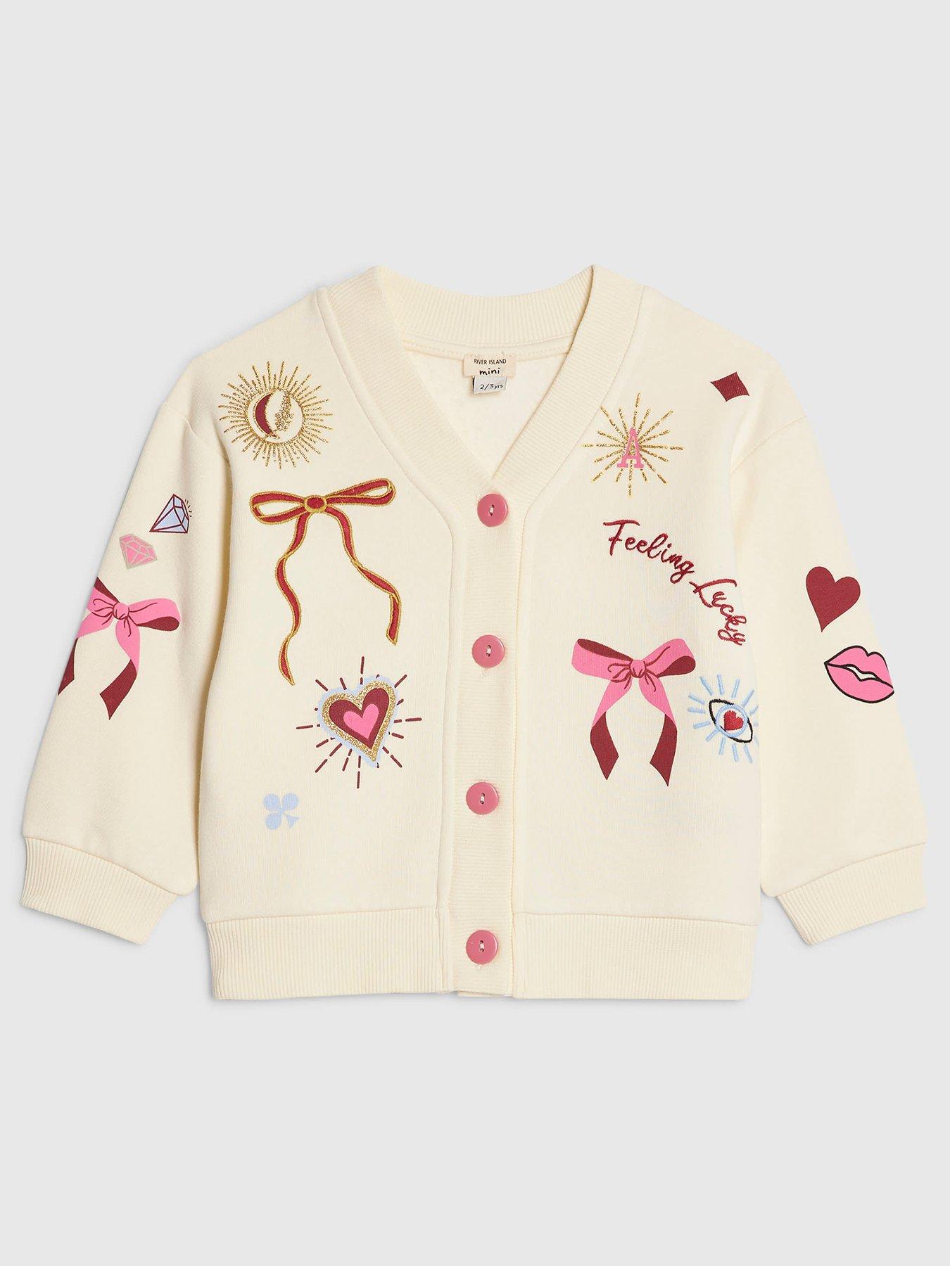 River Island Mini Girls Iconic Embroidered Cardigan - Cream