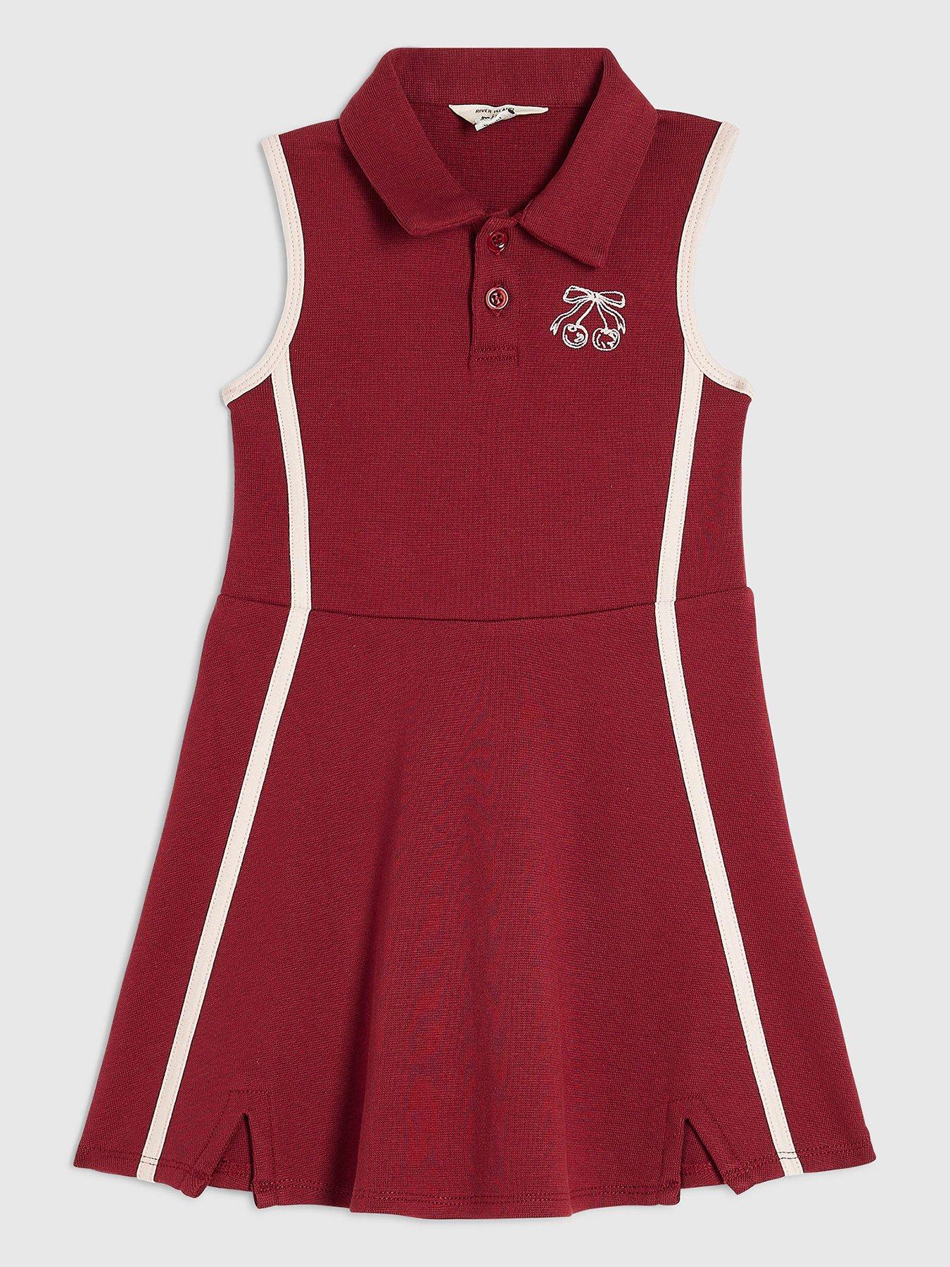 River Island Mini Girls Cherry Rib Polo Dress - Red
