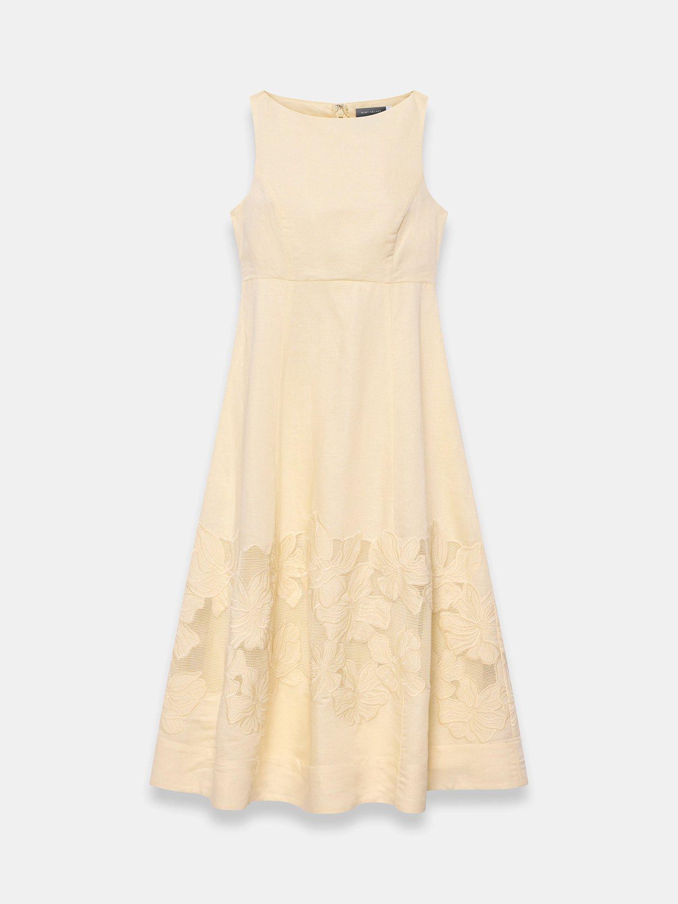 Image 5 of 6 of Mint Velvet Lace Insert Midi Dress - Yellow