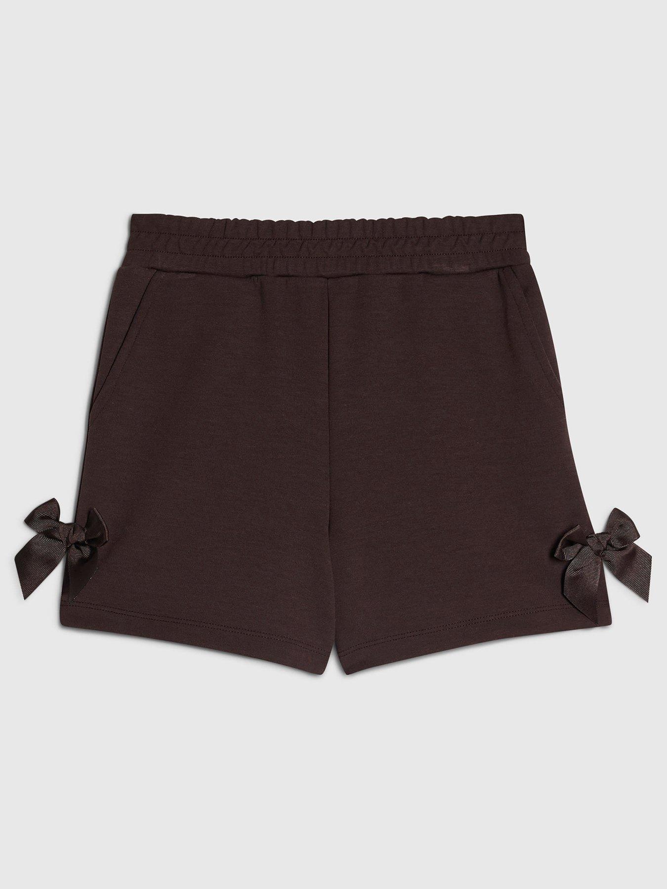 River Island Older Girls Premium Bow Shorts - Brown
