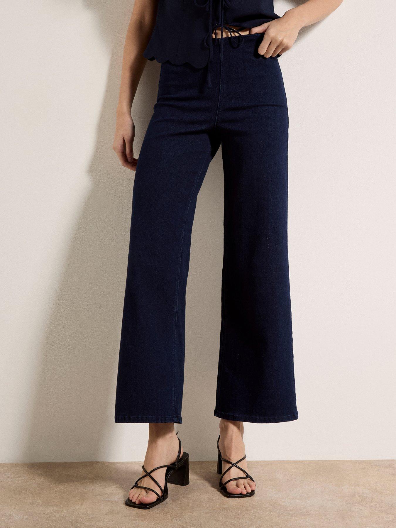 Apricot Zara Pull Up Wide Leg Jeans - Blue