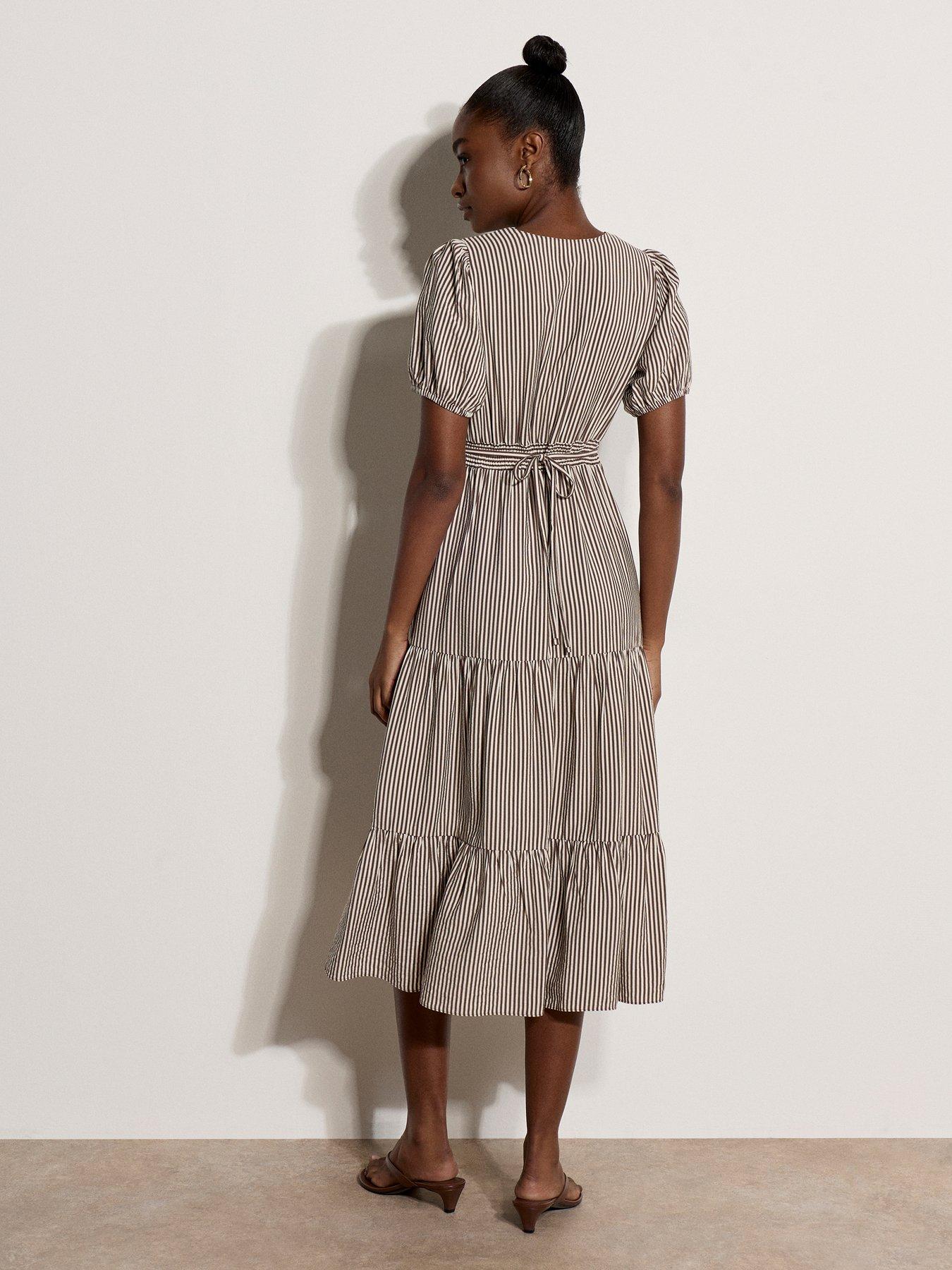 Image 2 of 4 of Apricot Apricot Multistripe Faux Wrap Tiered Drs