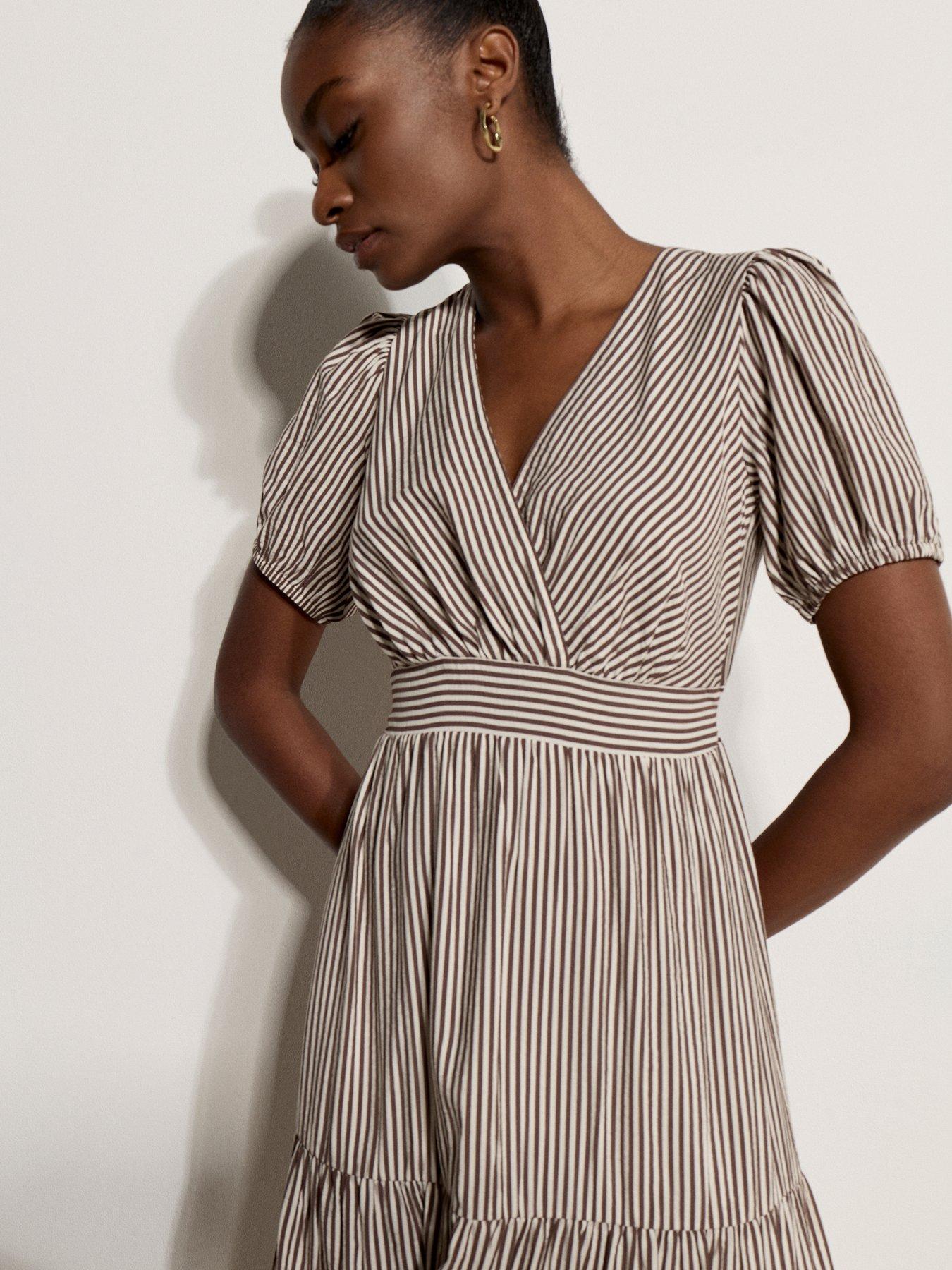 Image 3 of 4 of Apricot Apricot Multistripe Faux Wrap Tiered Drs