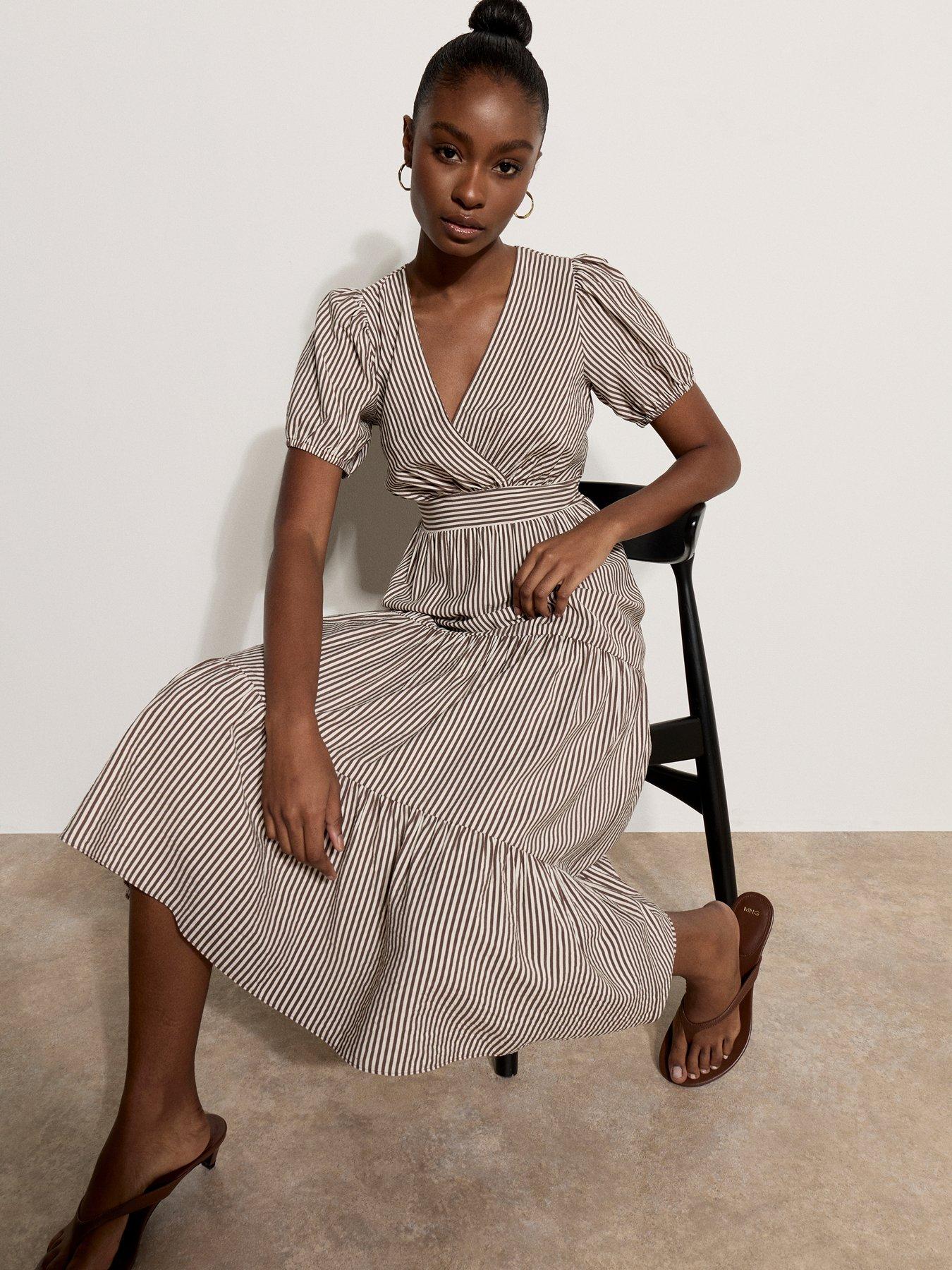 Image 4 of 4 of Apricot Apricot Multistripe Faux Wrap Tiered Drs