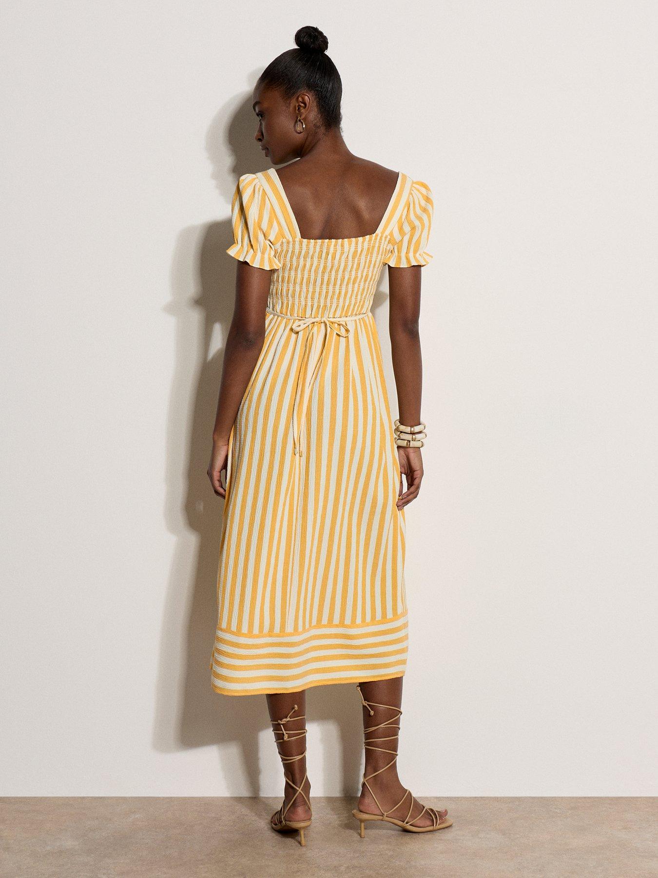Image 2 of 4 of Apricot Apricot Bold Stripe Milkmaid Midaxi Drs