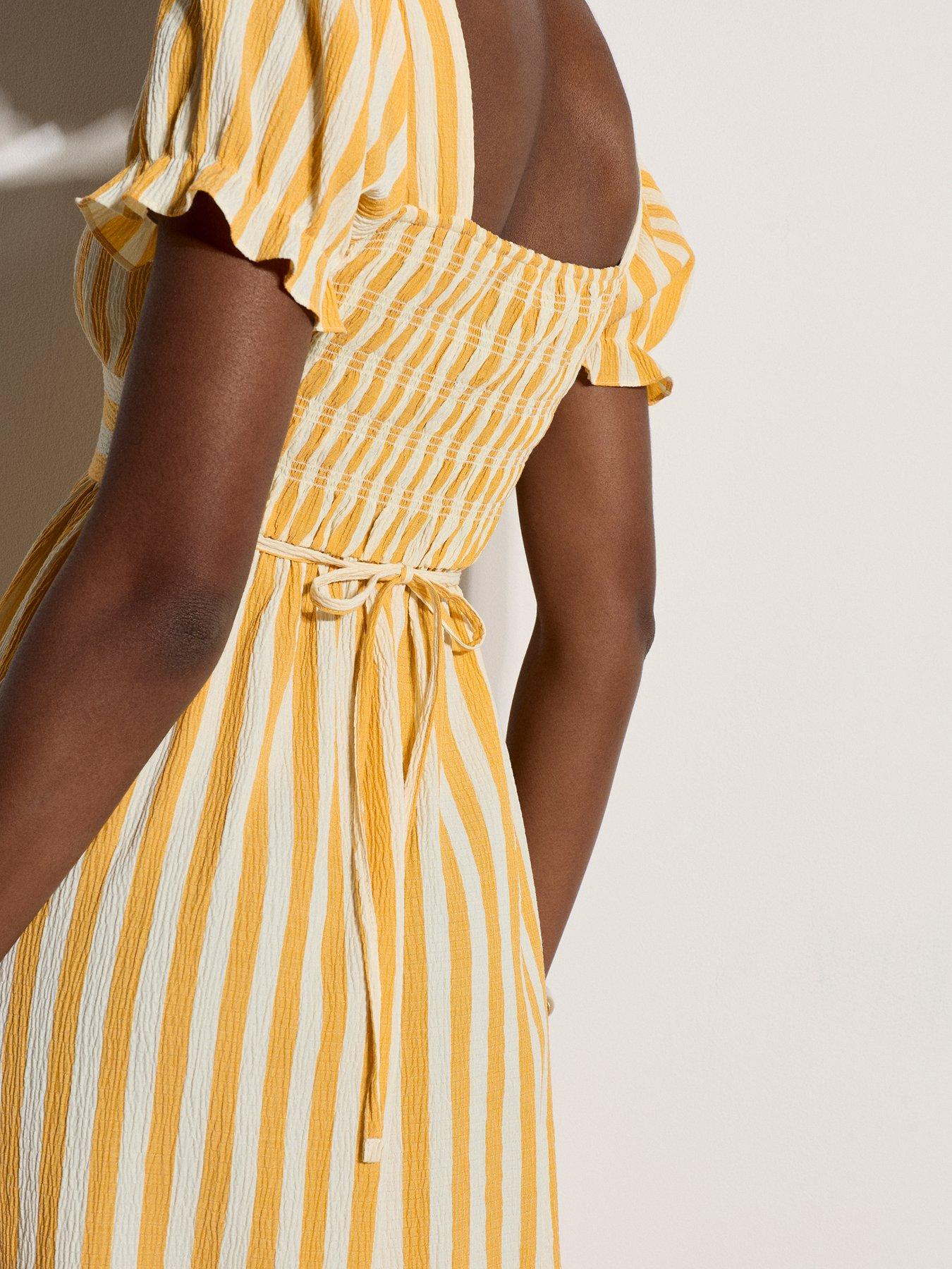 Image 3 of 4 of Apricot Apricot Bold Stripe Milkmaid Midaxi Drs