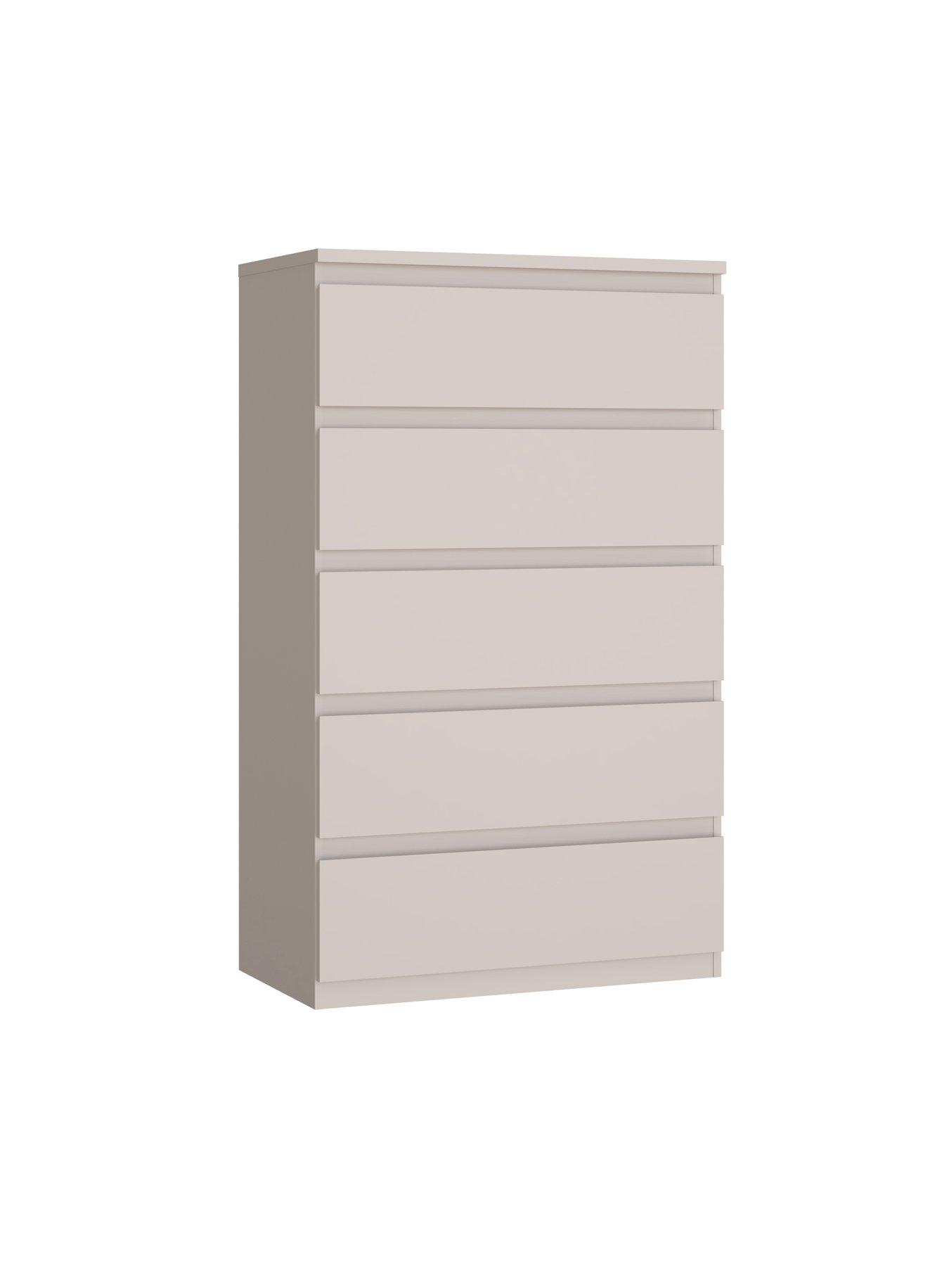 Image 4 of 6 of The Very Collection Lisson 3 Piece Package - 4 Door Mirrored Multi Wardrobe, 5 Drawer Chest and 2 Drawer Bedside Chest - Oatmeal - FSC&reg; Certified