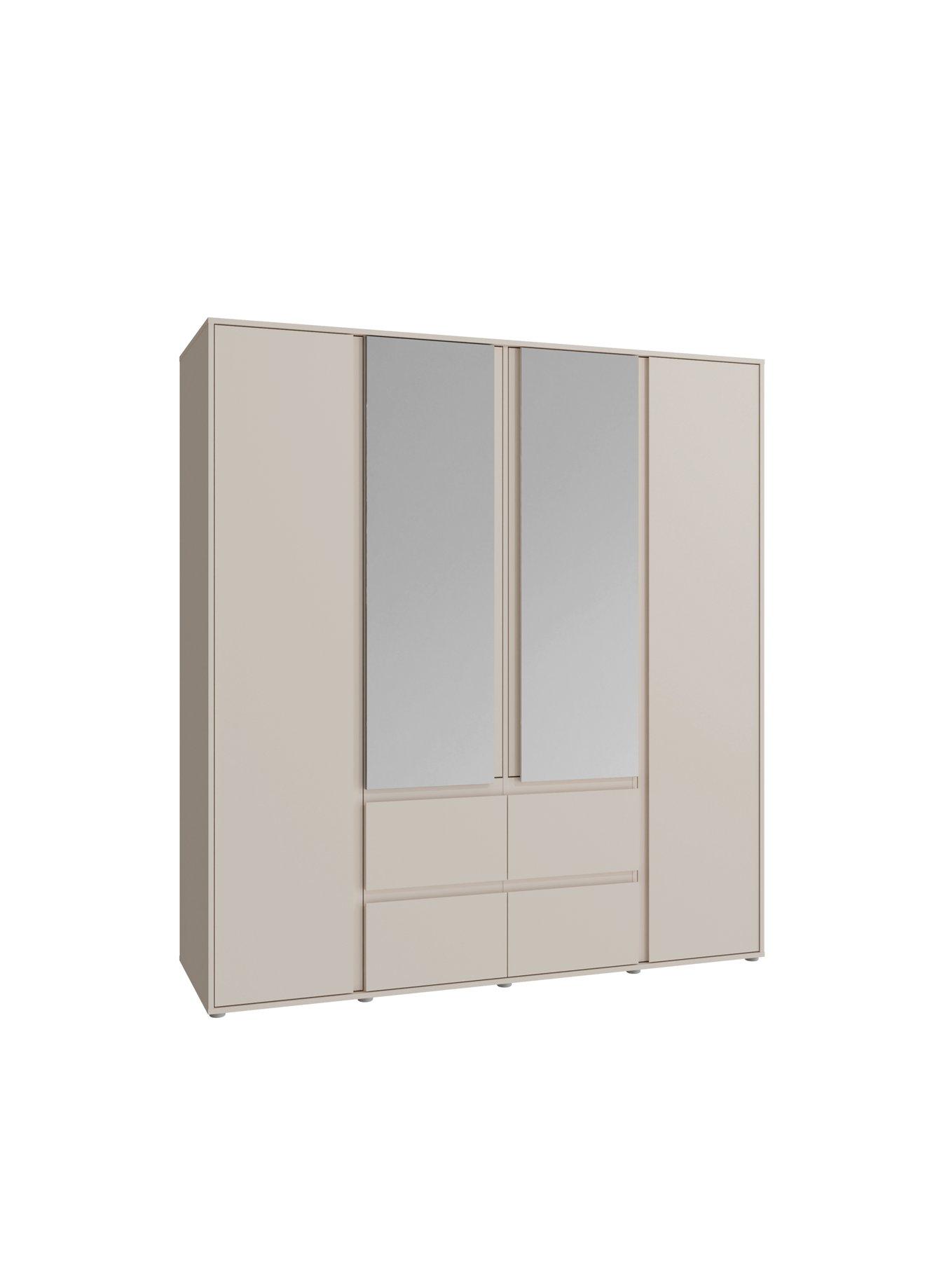 Image 5 of 6 of The Very Collection Lisson 3 Piece Package - 4 Door Mirrored Multi Wardrobe, 5 Drawer Chest and 2 Drawer Bedside Chest - Oatmeal - FSC&reg; Certified