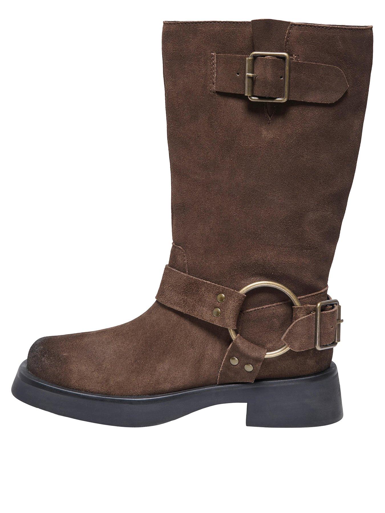 Image 1 of 5 of Only Bea Leather Biker Boots
