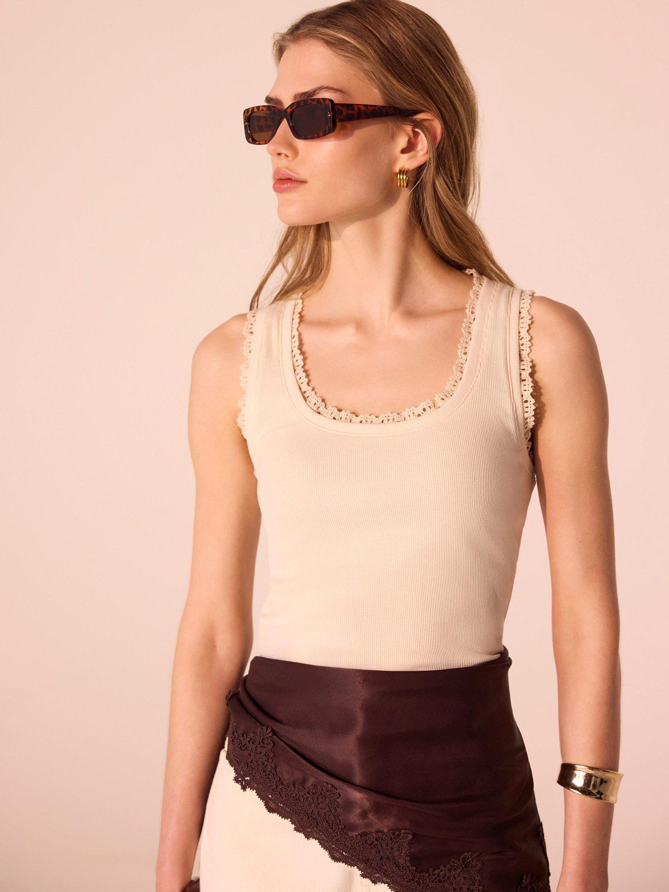 Mint Velvet Crochet Trim Vest - White