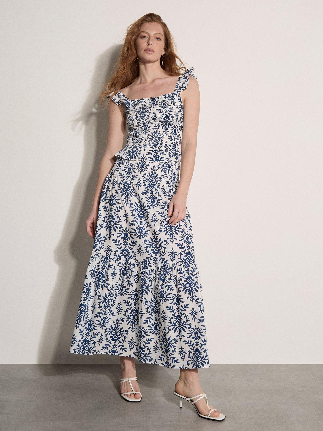 Image 3 of 5 of Apricot Apricot Folk Ikat Tiered Maxi Skirt