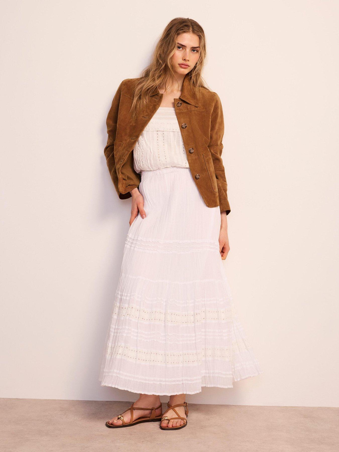 Mint Velvet Ivory Boho Cotton Maxi Skirt