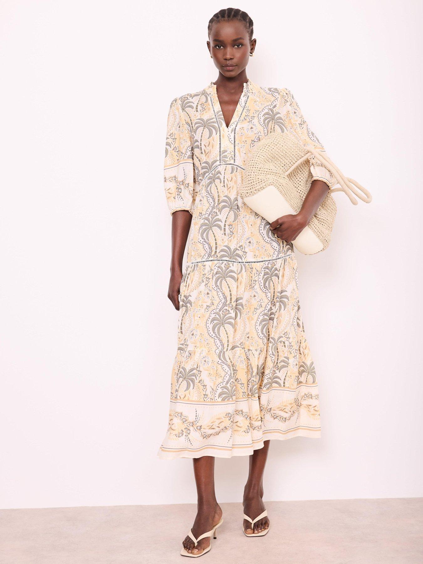 Mint Velvet Palm Print Midi Dress - Green