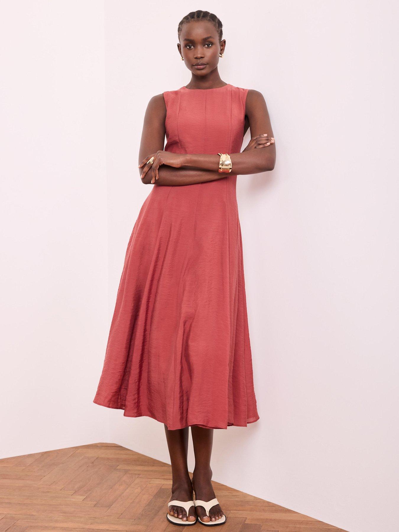 Mint Velvet Sleeveless Asymmetric Midi Dress - Red
