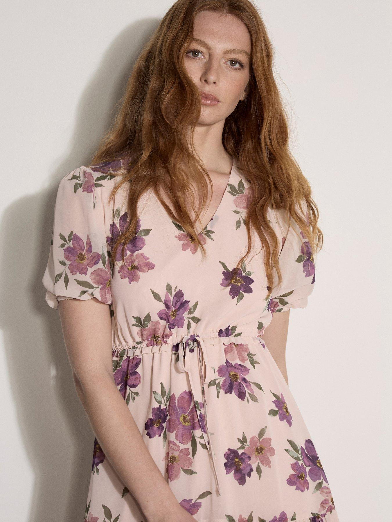 Image 3 of 4 of Apricot Rose Pairs Tie Thru Chiffon Dress