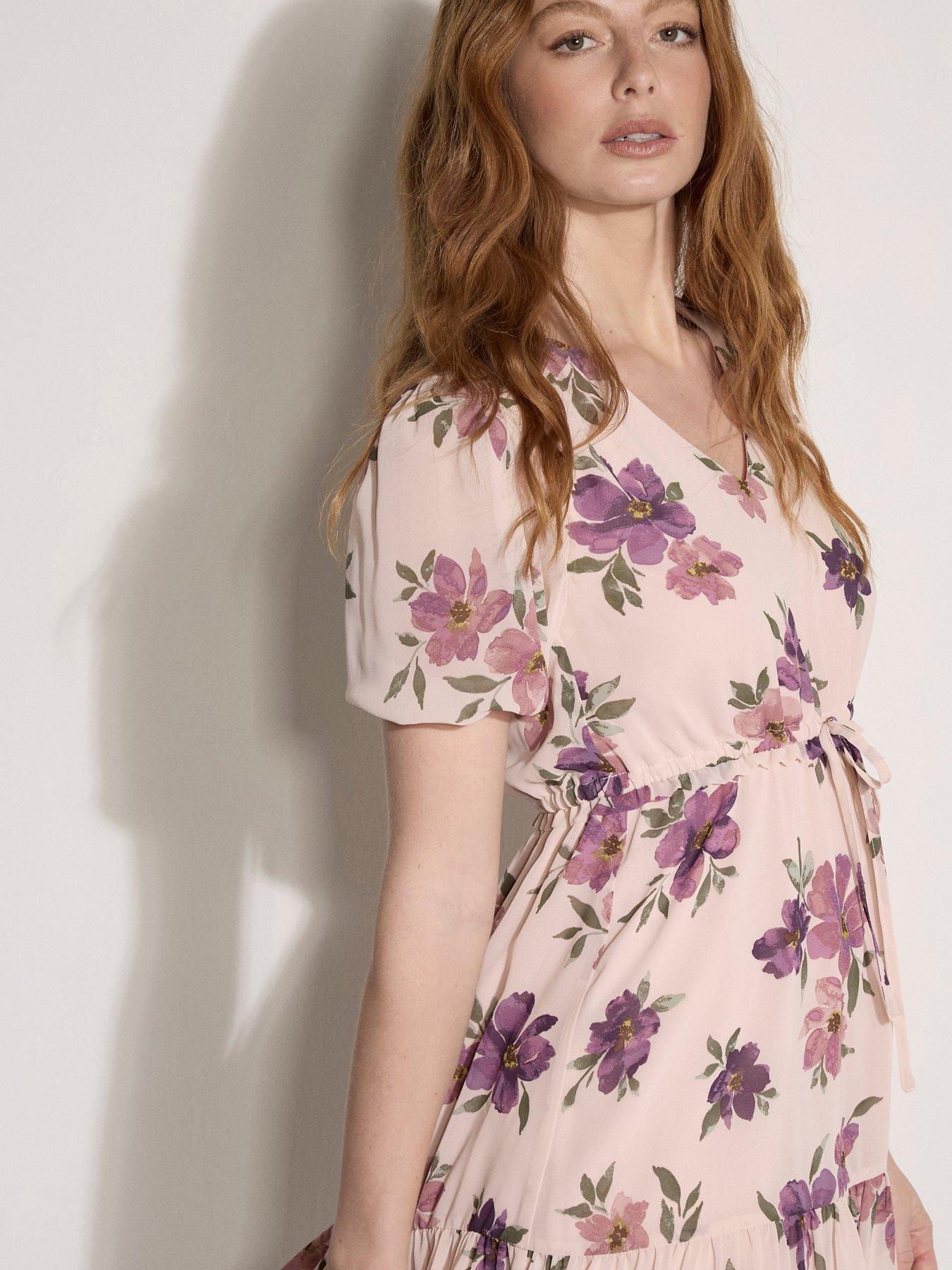Image 4 of 4 of Apricot Rose Pairs Tie Thru Chiffon Dress