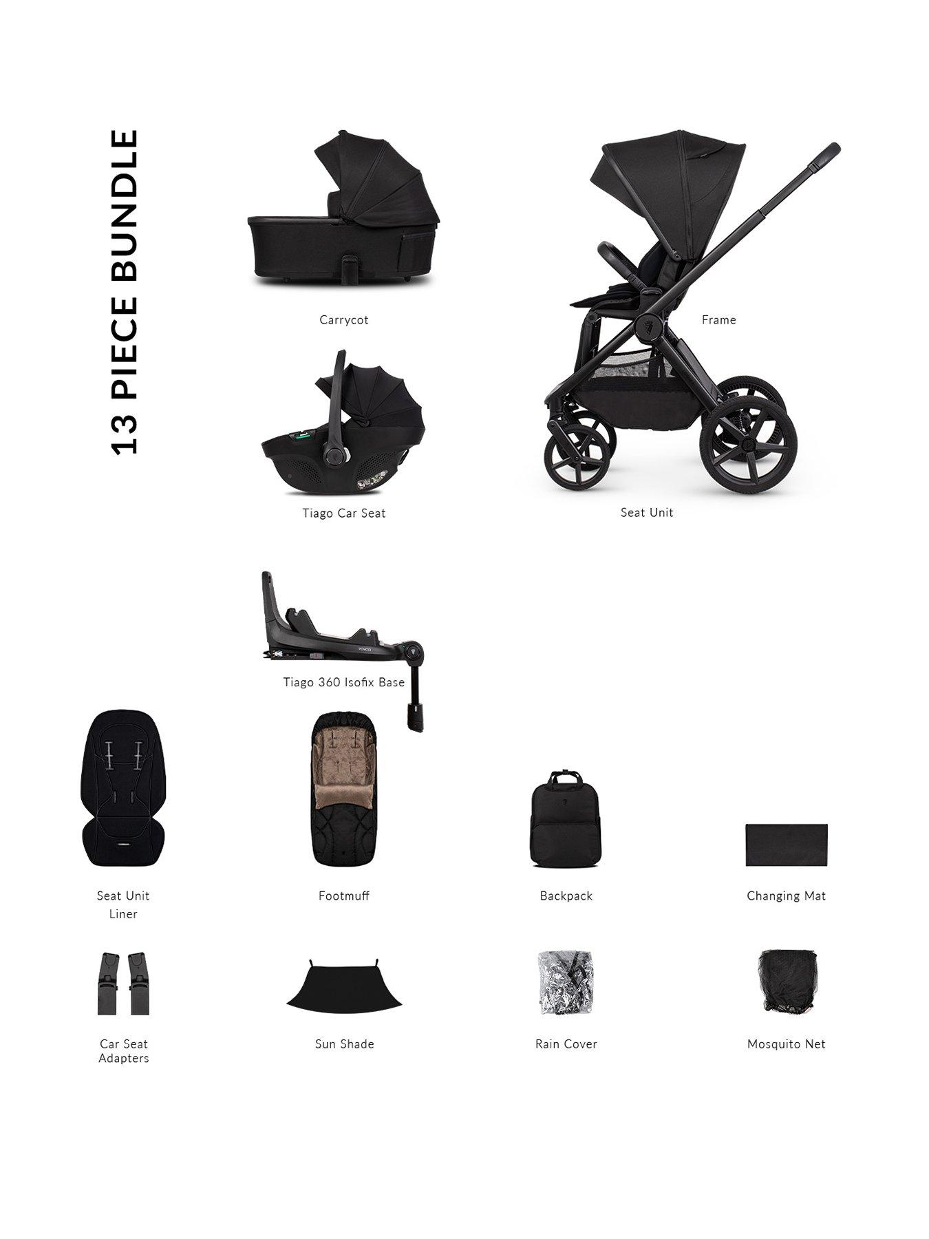 Venicci Upline 3 - 4in1 Bundle Tiago Black Car Seat and 360 Base - Onyx
