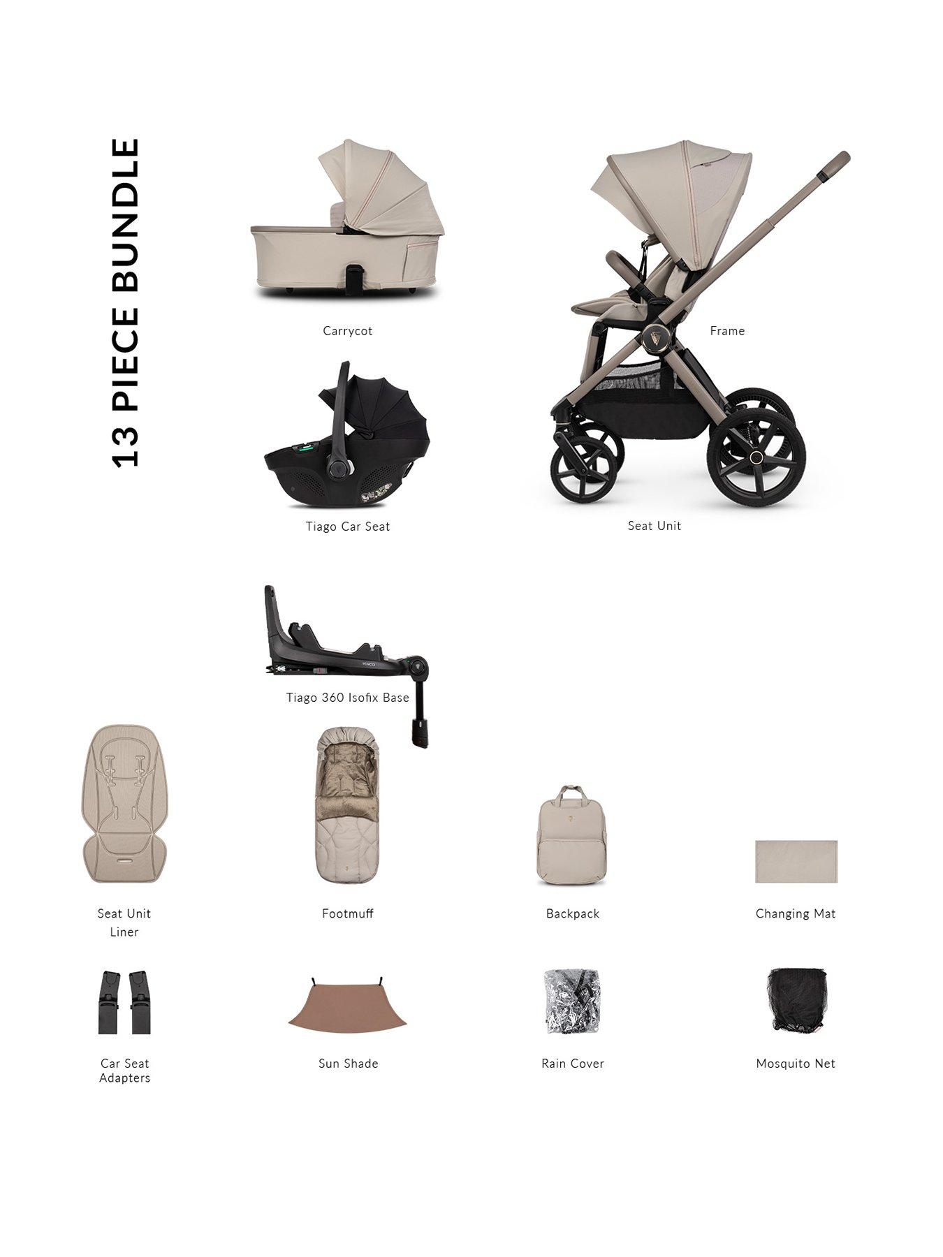Venicci Upline 3 - 4in1 Bundle Tiago Black Car Seat and 360 Base - Pebble