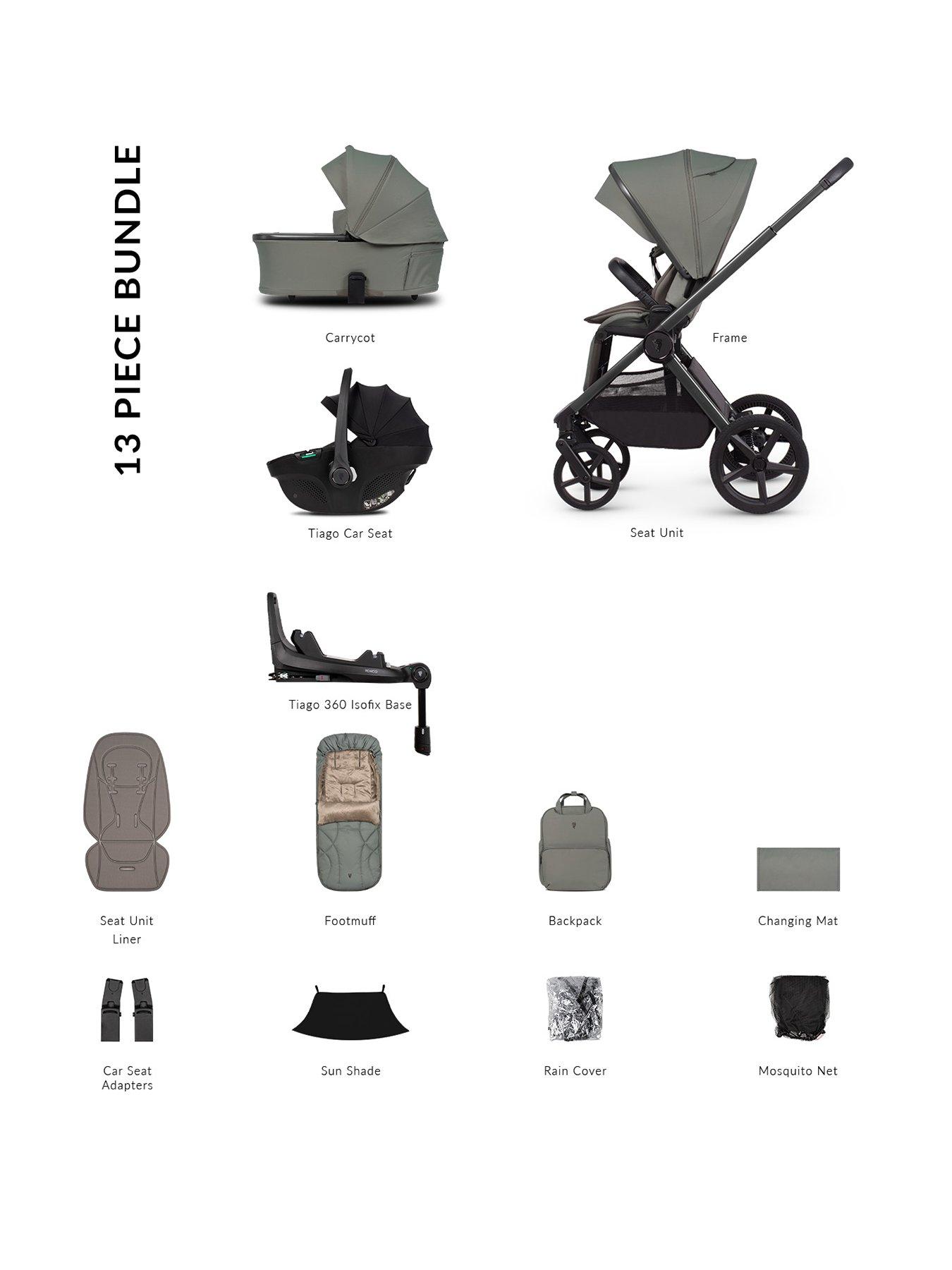 Venicci Upline 3 - 4in1 Bundle Tiago Black Car Seat and 360 Base - Aloe
