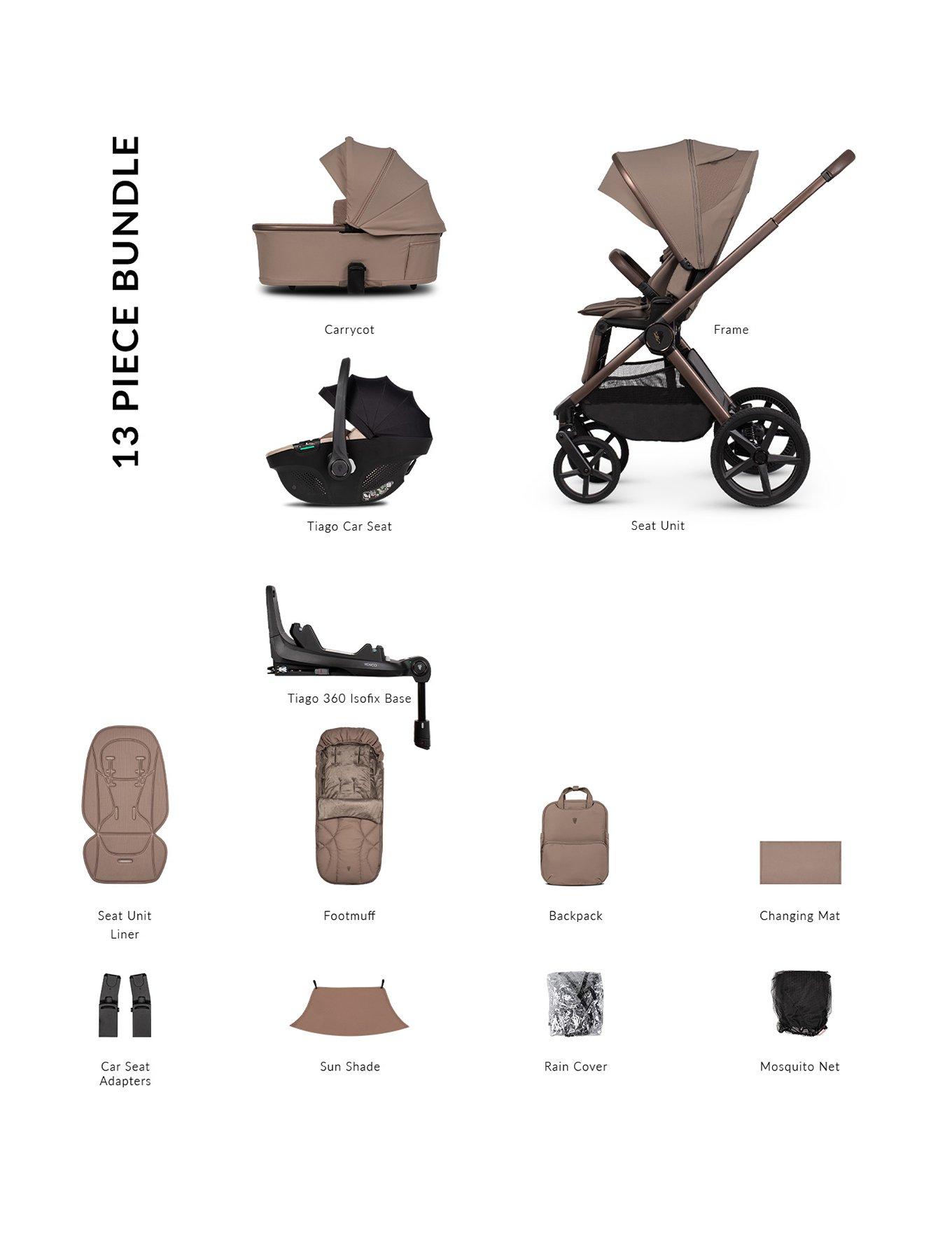 Venicci Upline 3 - 4in1 Bundle Tiago Beige Car Seat and 360 Base - Sand