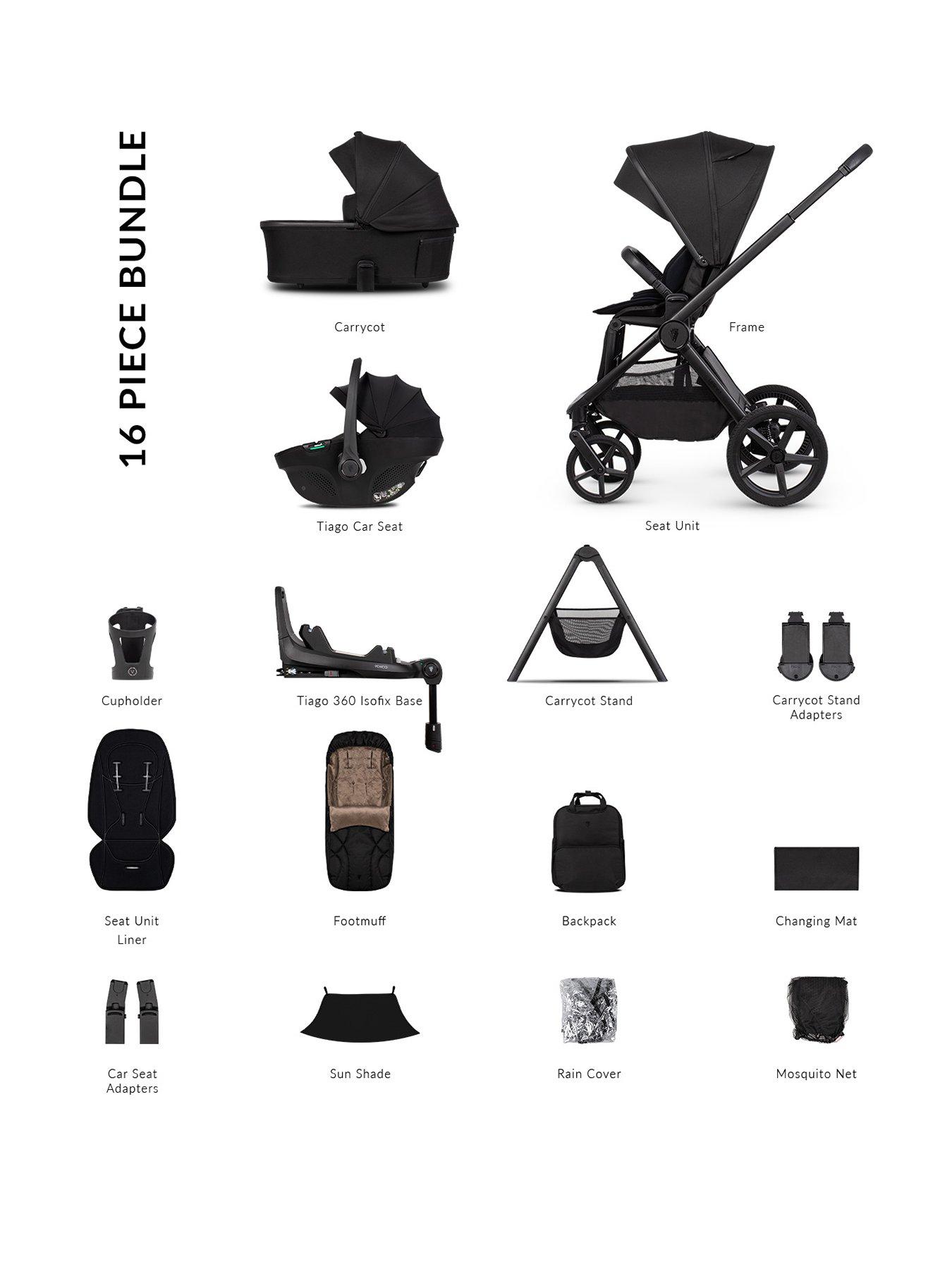 Venicci Upline 3 - 4in1 Plus Bundle Tiago Black Car Seat and 360 Base - Onyx