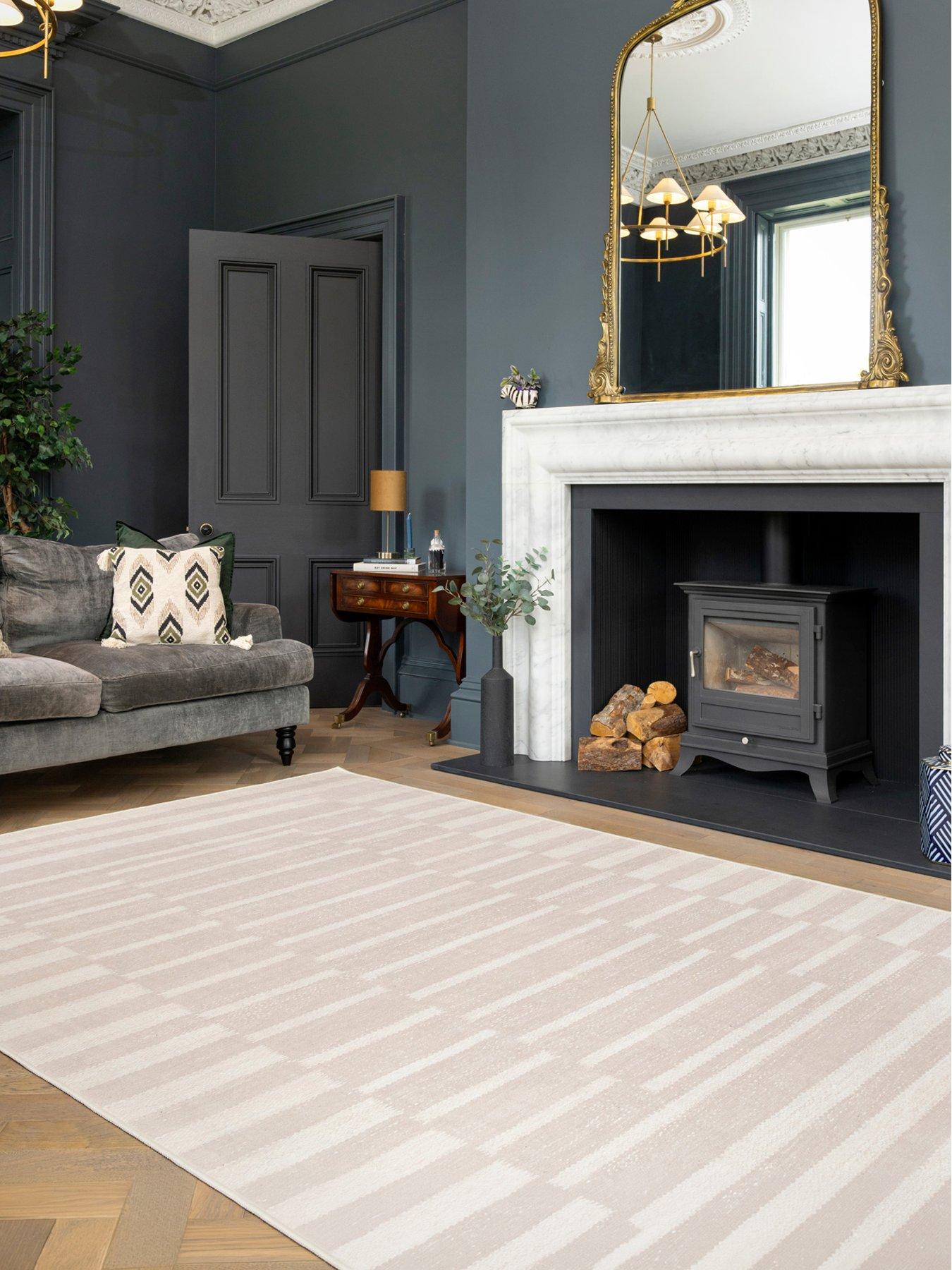 Image 1 of 6 of Kukoon Soft Washable Beige Geometric Rug - Faye