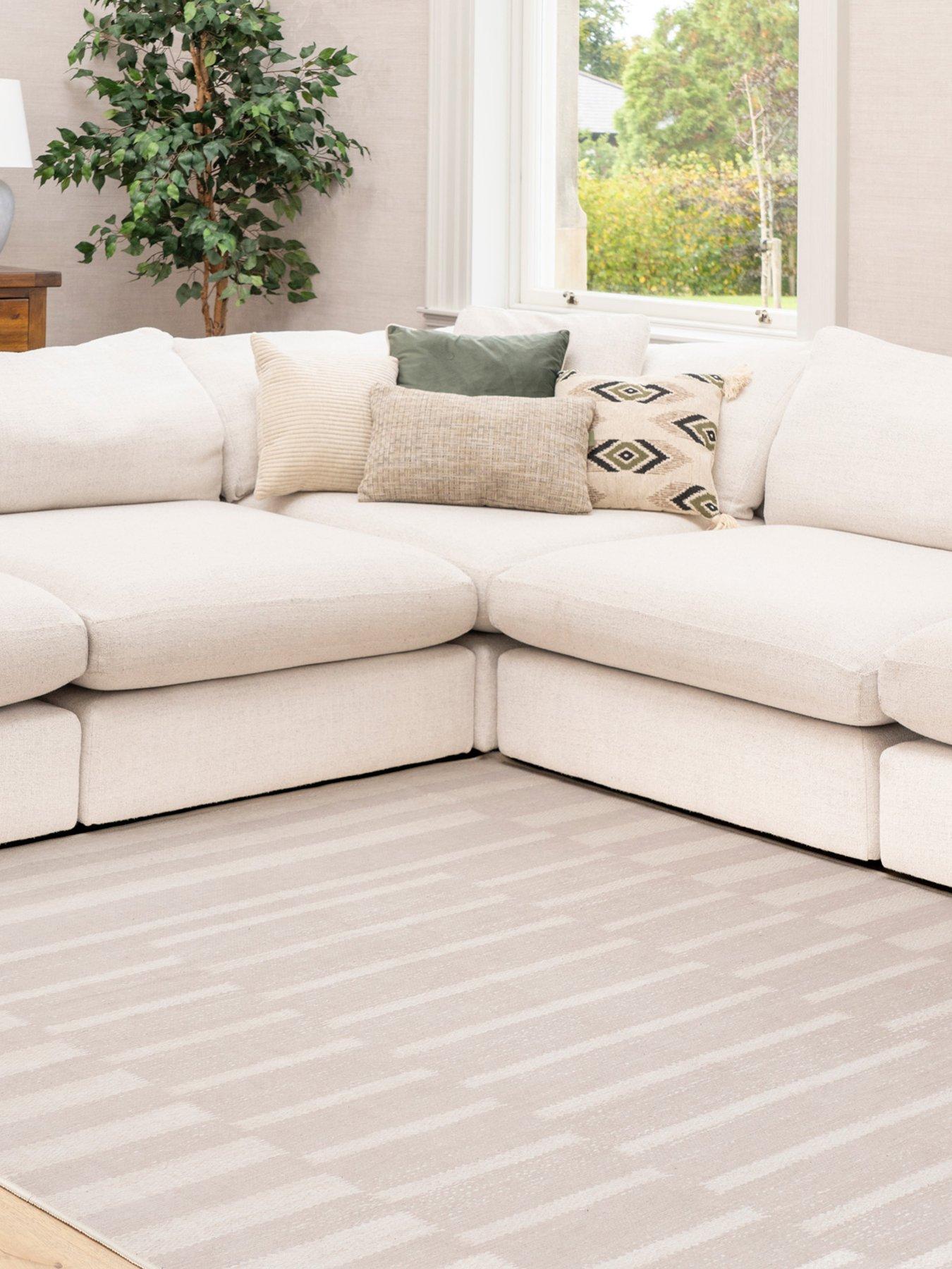 Image 6 of 6 of Kukoon Soft Washable Beige Geometric Rug - Faye