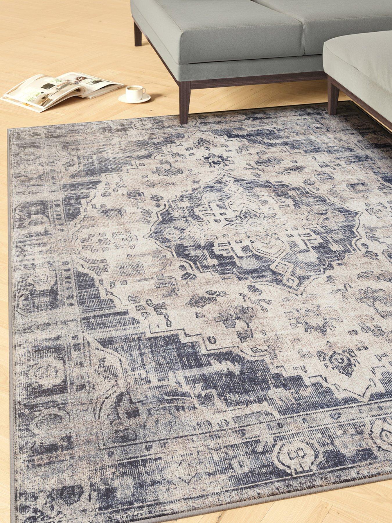 Kukoon Washable Blue Traditional Rug - Kith