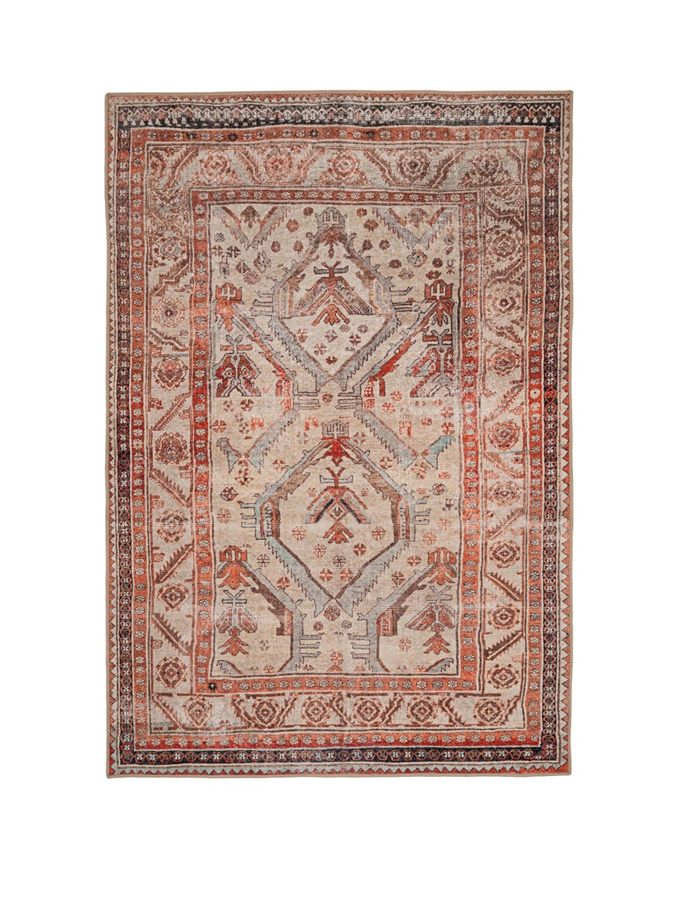 Image 2 of 6 of Kukoon Distressed Terracotta Washable Rustic Rug - Rowe