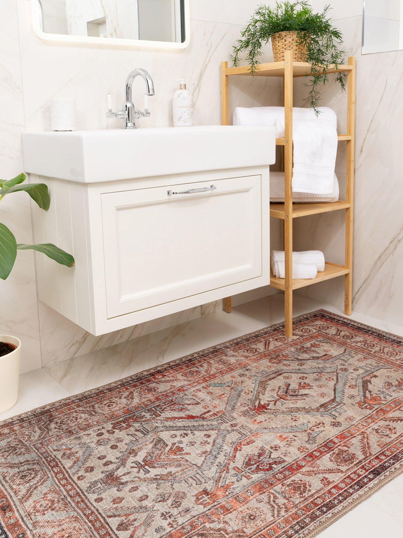 Image 3 of 6 of Kukoon Distressed Terracotta Washable Rustic Rug - Rowe