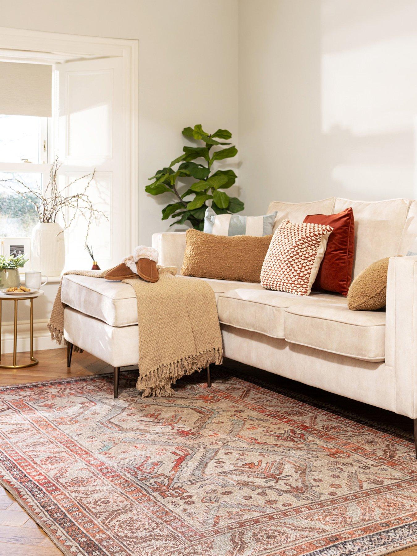Image 5 of 6 of Kukoon Distressed Terracotta Washable Rustic Rug - Rowe