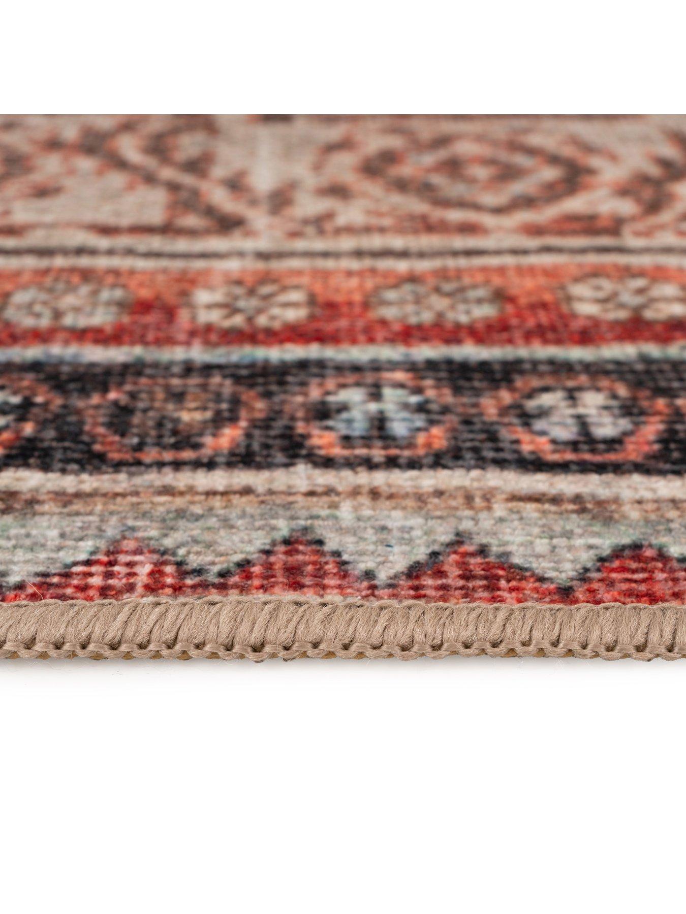Image 6 of 6 of Kukoon Distressed Terracotta Washable Rustic Rug - Rowe
