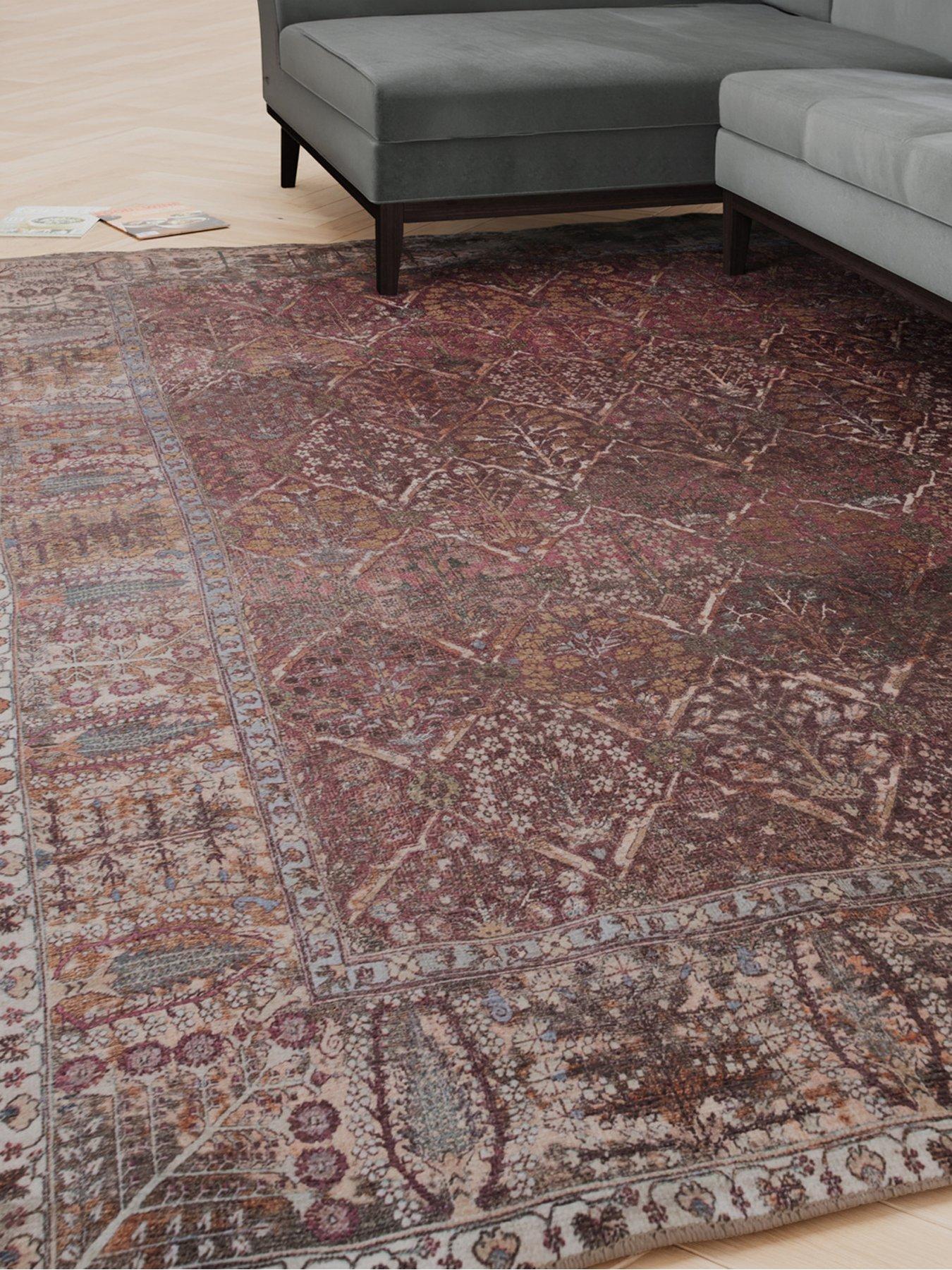Image 1 of 5 of Kukoon Soft Washable Red Plum Vintage Rug - Violet