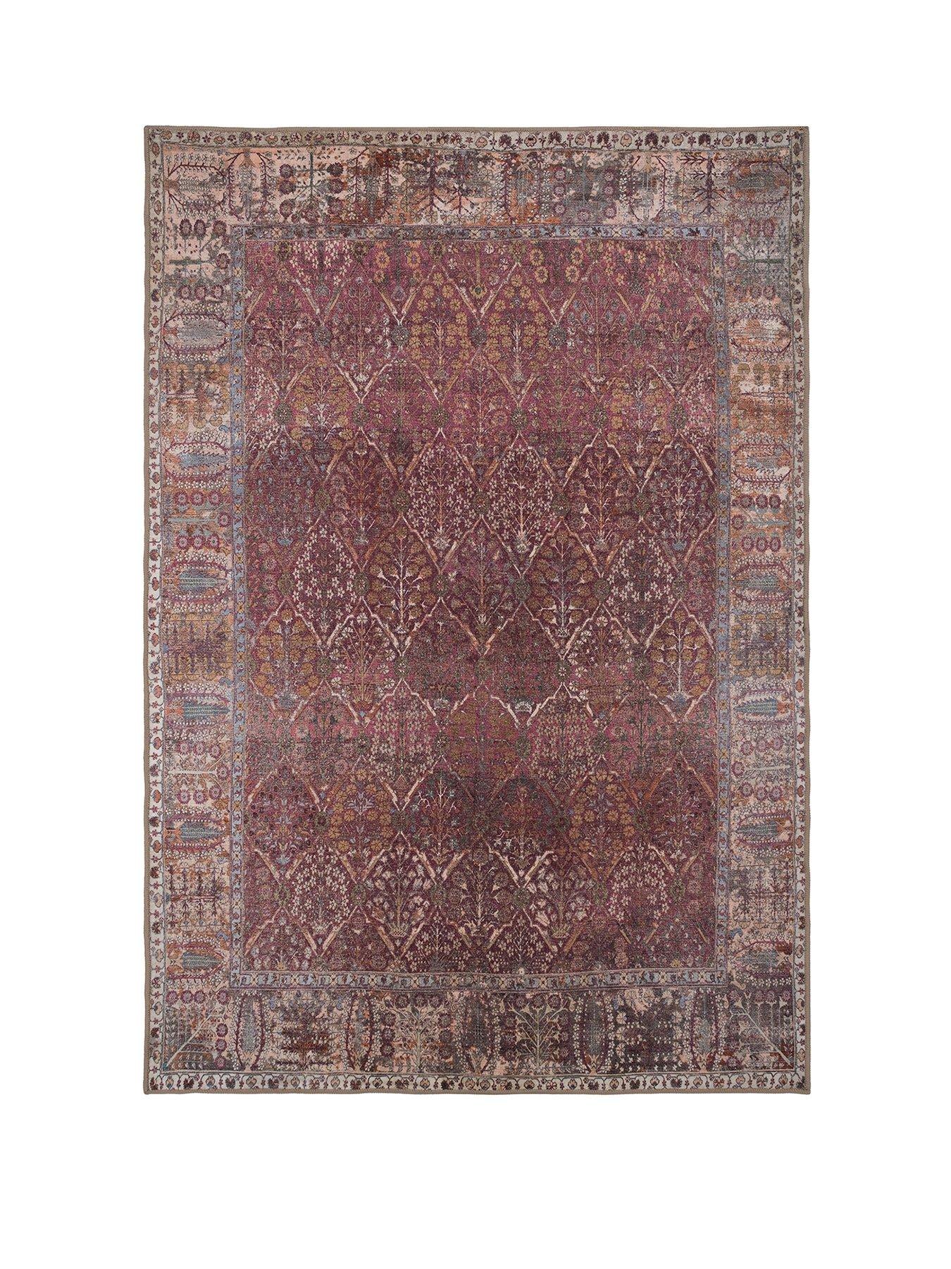 Image 2 of 5 of Kukoon Soft Washable Red Plum Vintage Rug - Violet