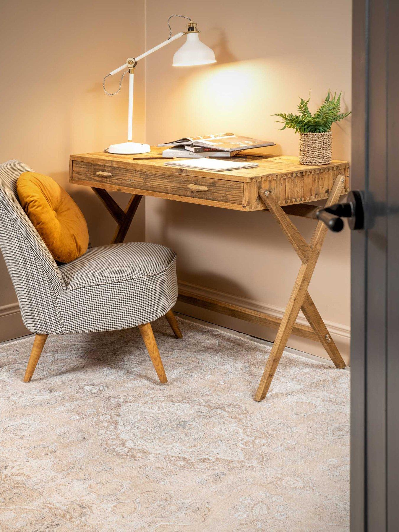 Kukoon Flatwoven Washable Traditional Distressed Beige Rug - Zoe