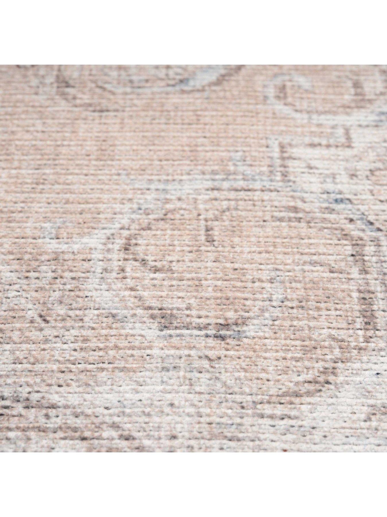 Image 5 of 6 of Kukoon Flatwoven Washable Traditional Distressed Beige Rug - Zoe