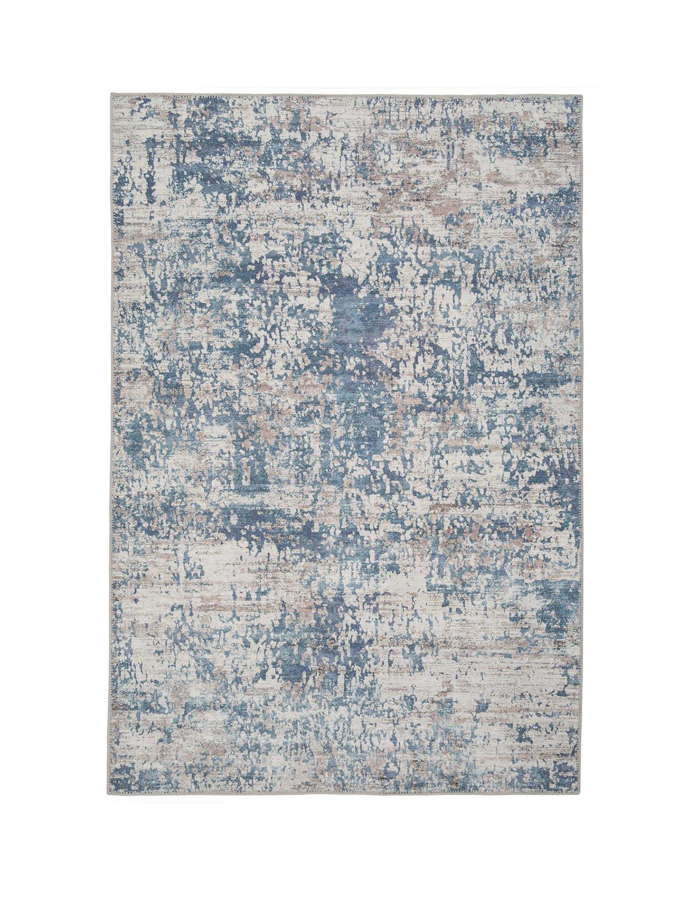 Kukoon Flatwoven Washable Distressed Blue Area Rug - Dash